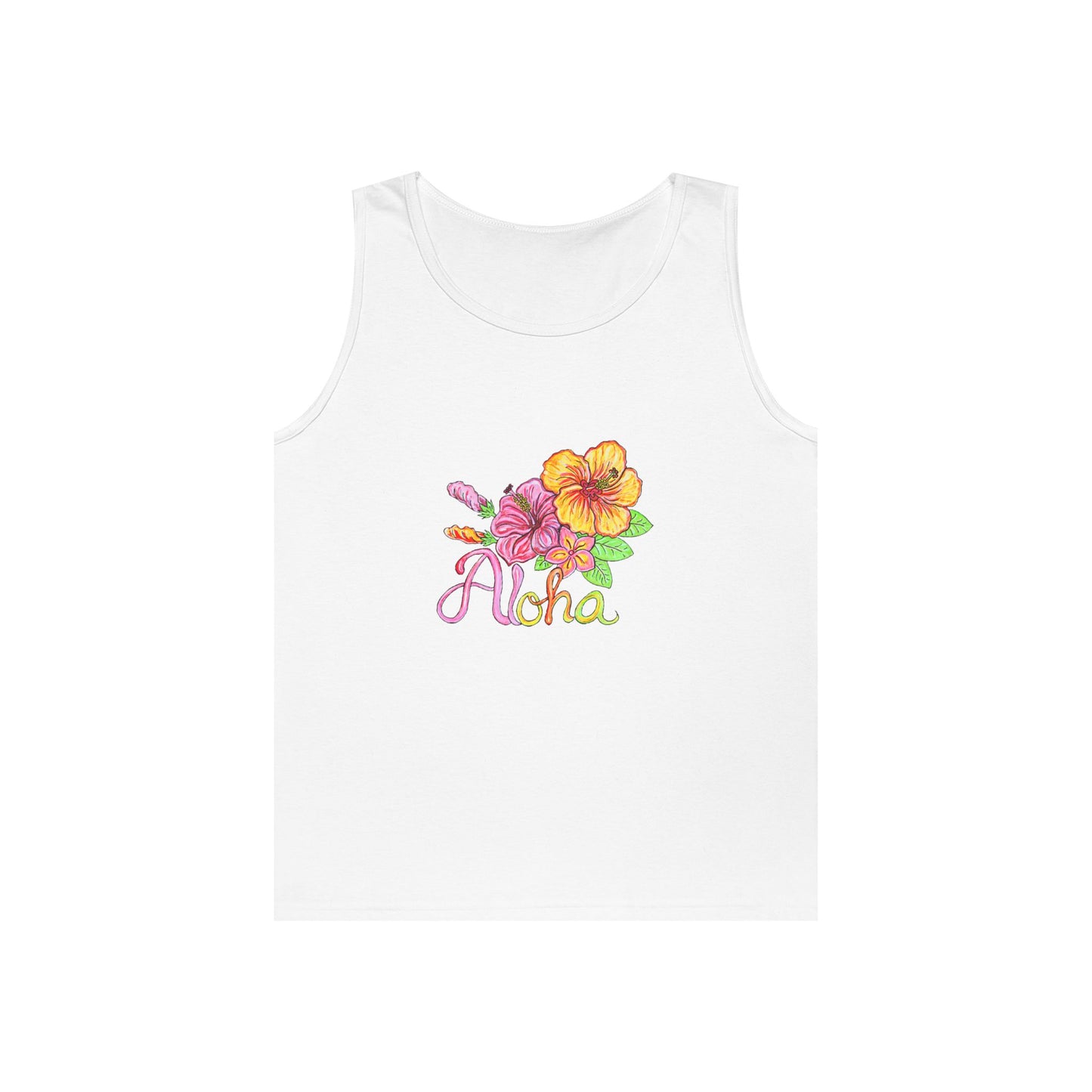 Aloha Flowers Unisex Heavy Cotton Tank Top