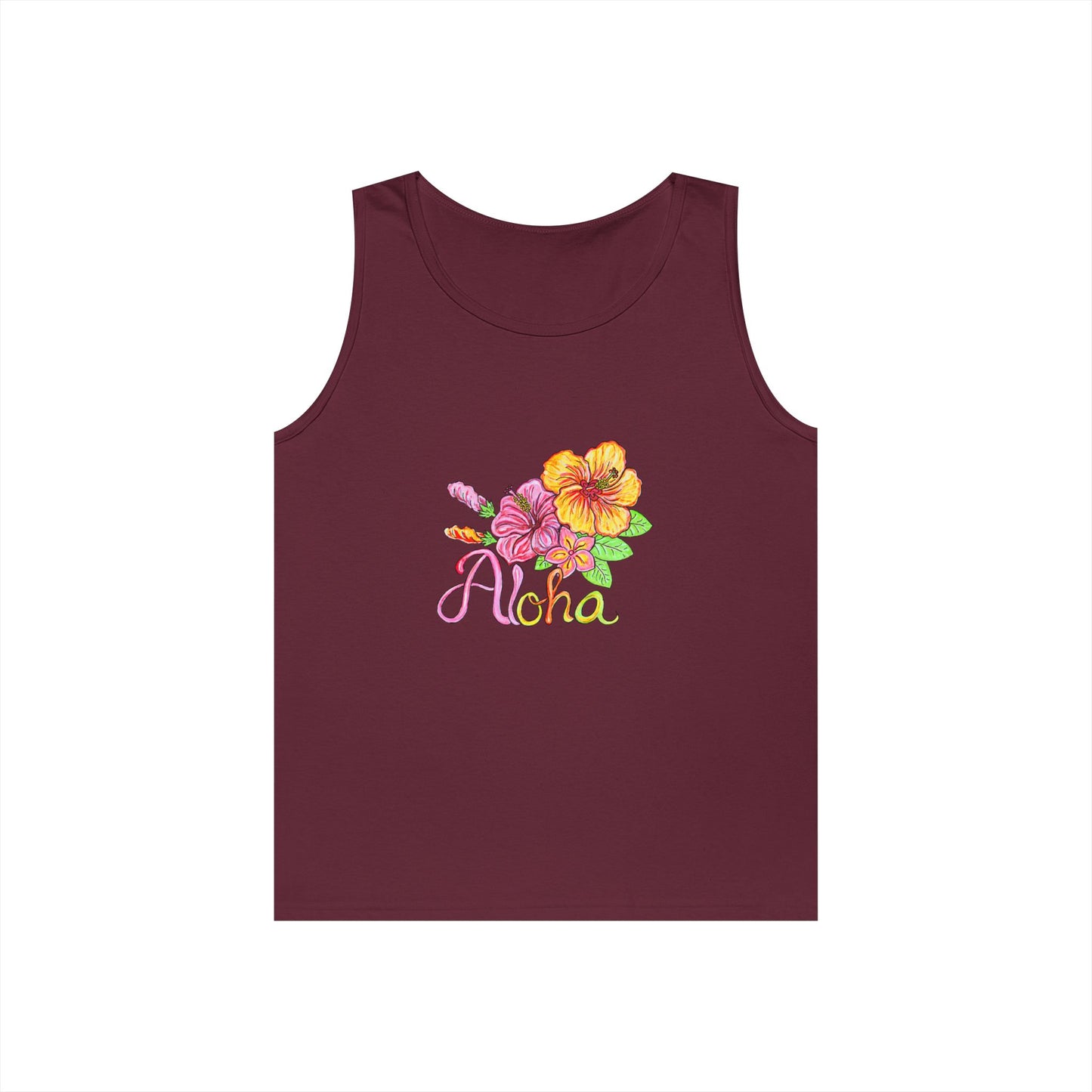 Aloha Flowers Unisex Heavy Cotton Tank Top