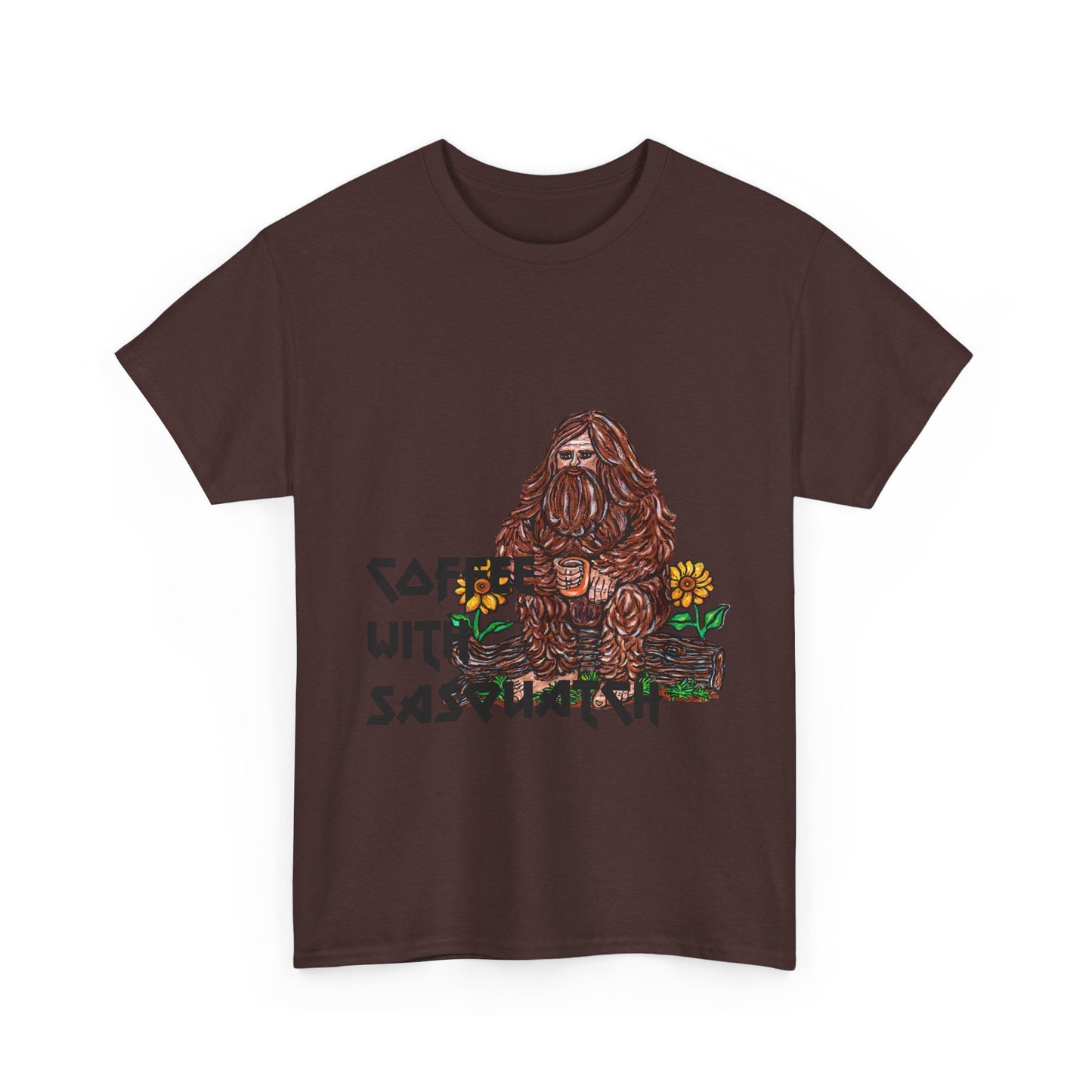 Coffee With Sasquatch Unisex Heavy Cotton Tee