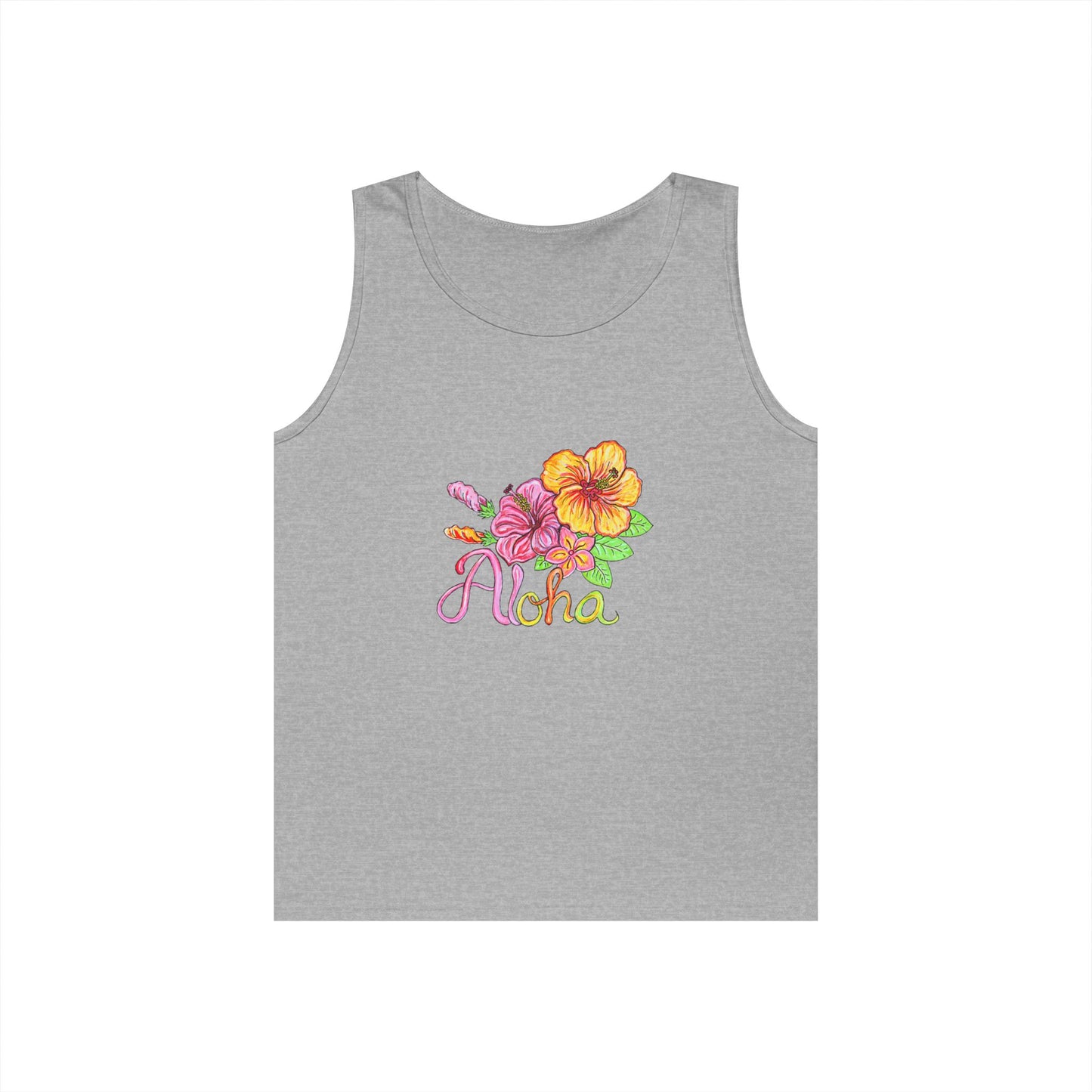 Aloha Flowers Unisex Heavy Cotton Tank Top