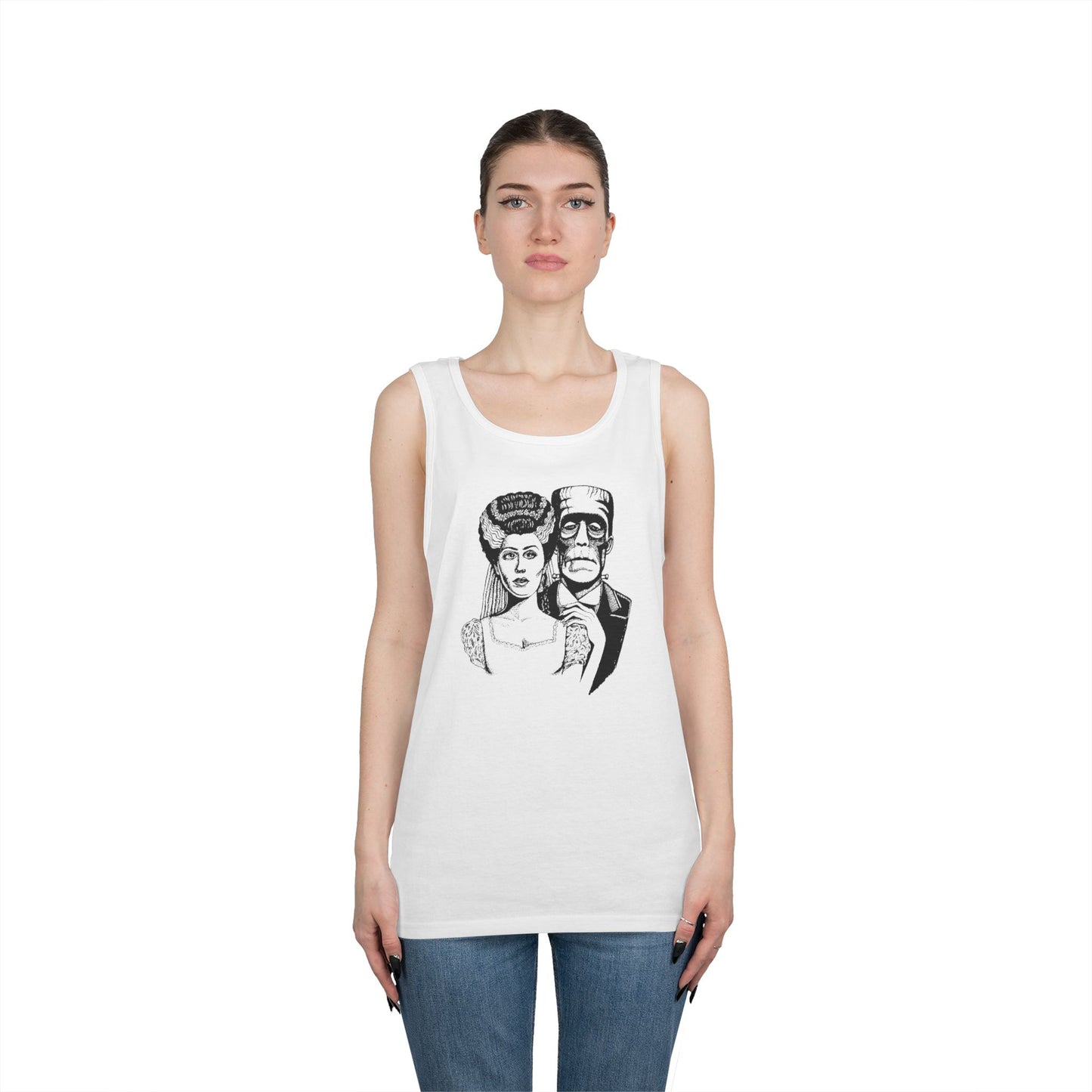 Frankenstein and Bride Unisex Heavy Cotton Tank Top