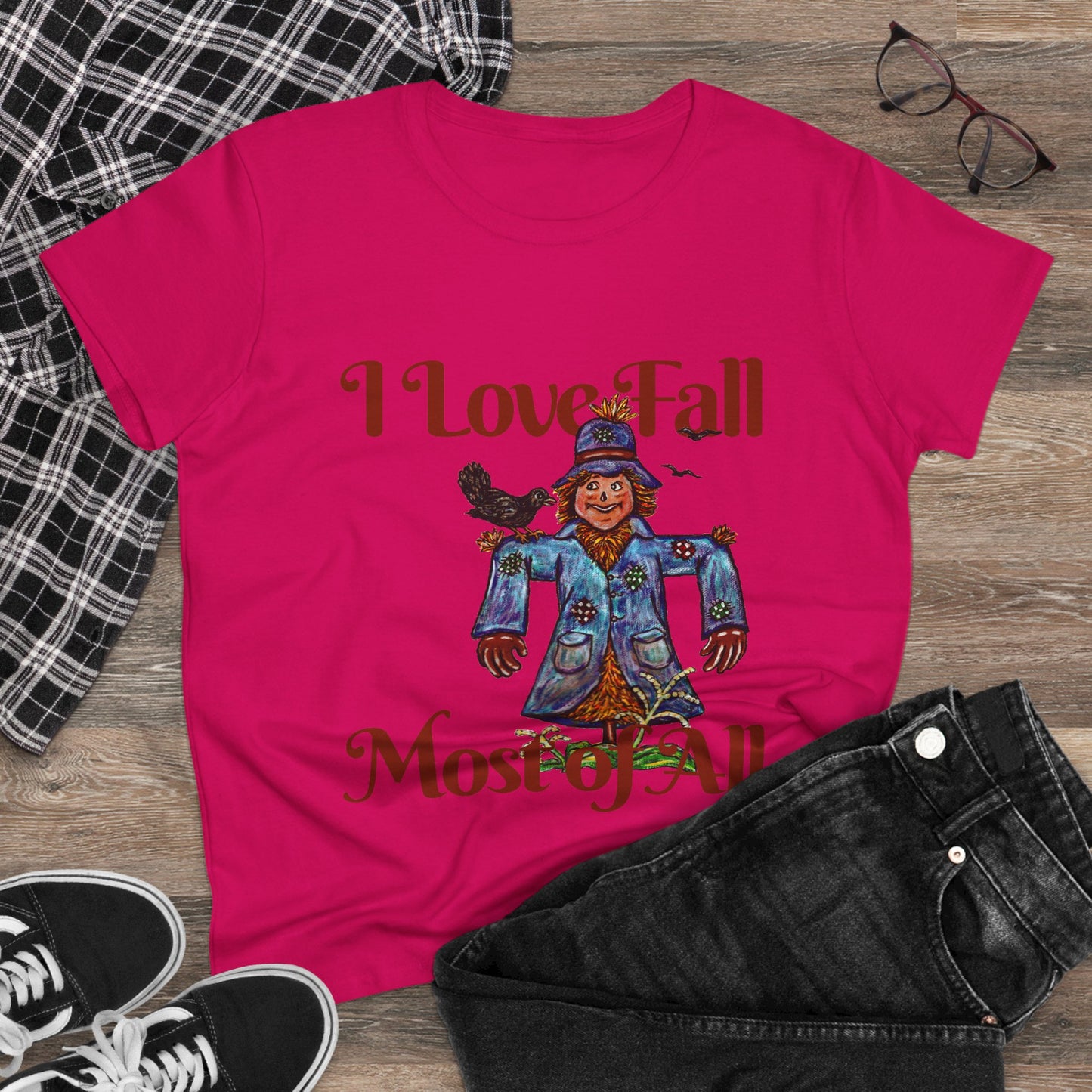 I Love Fall Most of All Women's Midweight Cotton Tee