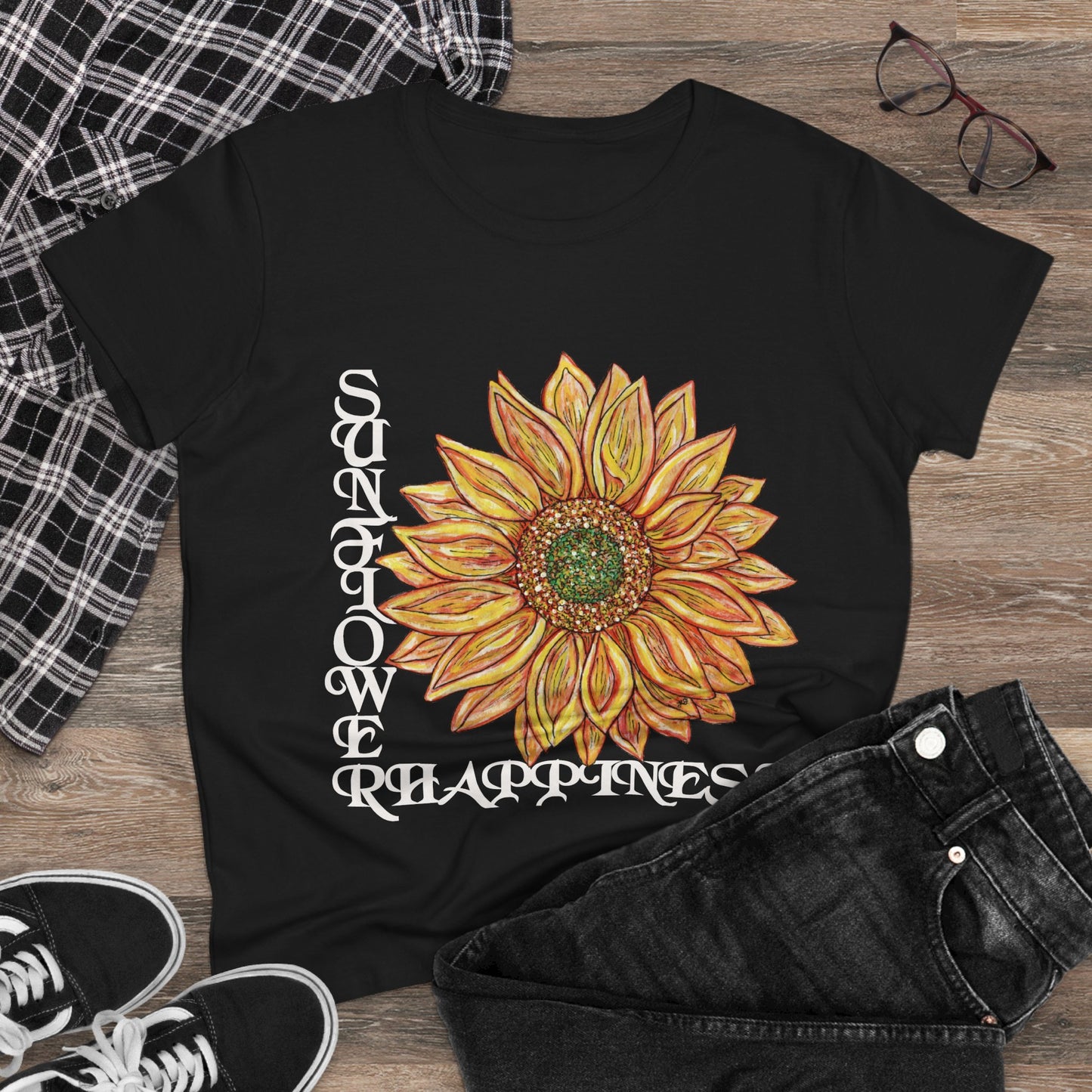Sunflower and Happiness Women's Midweight Cotton Tee