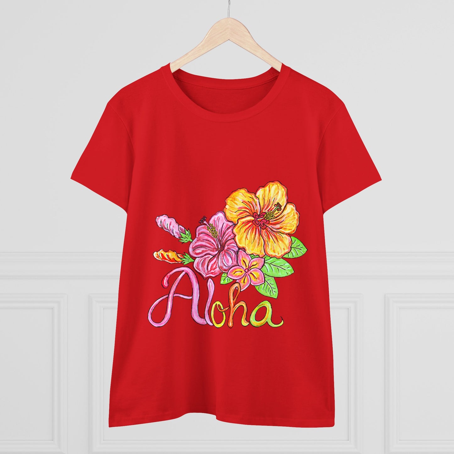 Aloha Flowers Women's Midweight Cotton Tee