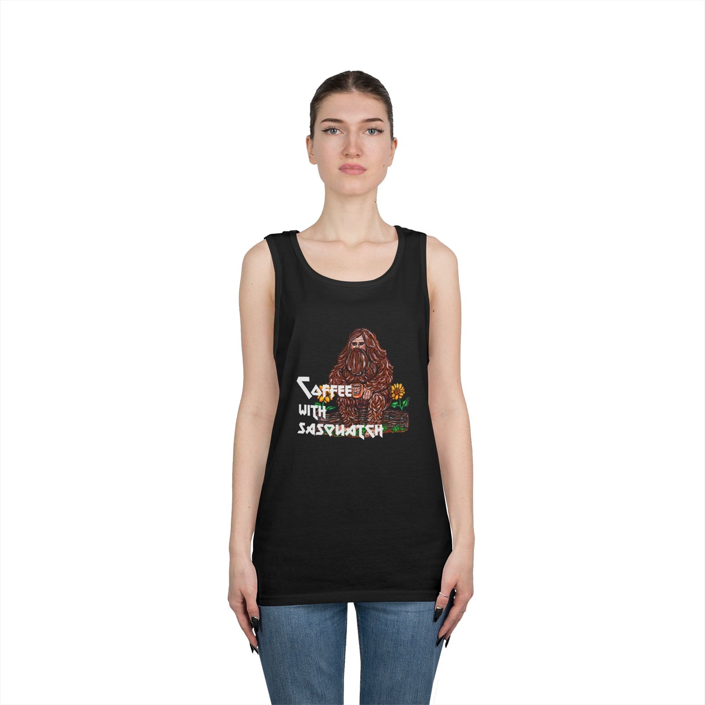 Coffee With Sasquatch Unisex Heavy Cotton Tank Top