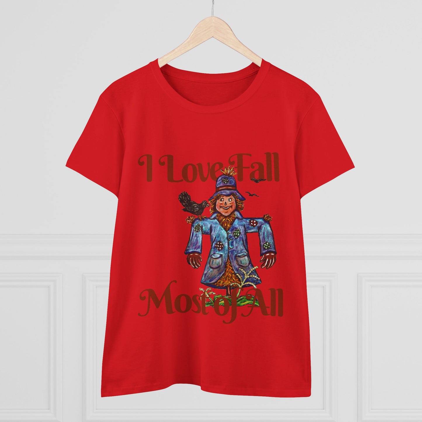 I Love Fall Most of All Women's Midweight Cotton Tee
