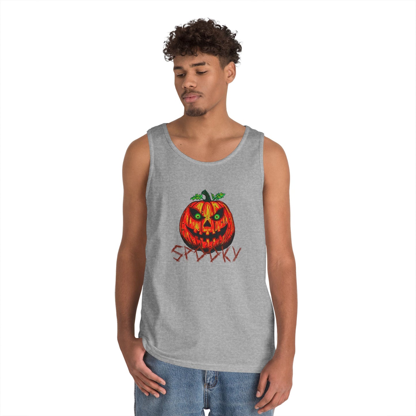 Spooky Jack-o-Lantern Unisex Heavy Cotton Tank Top