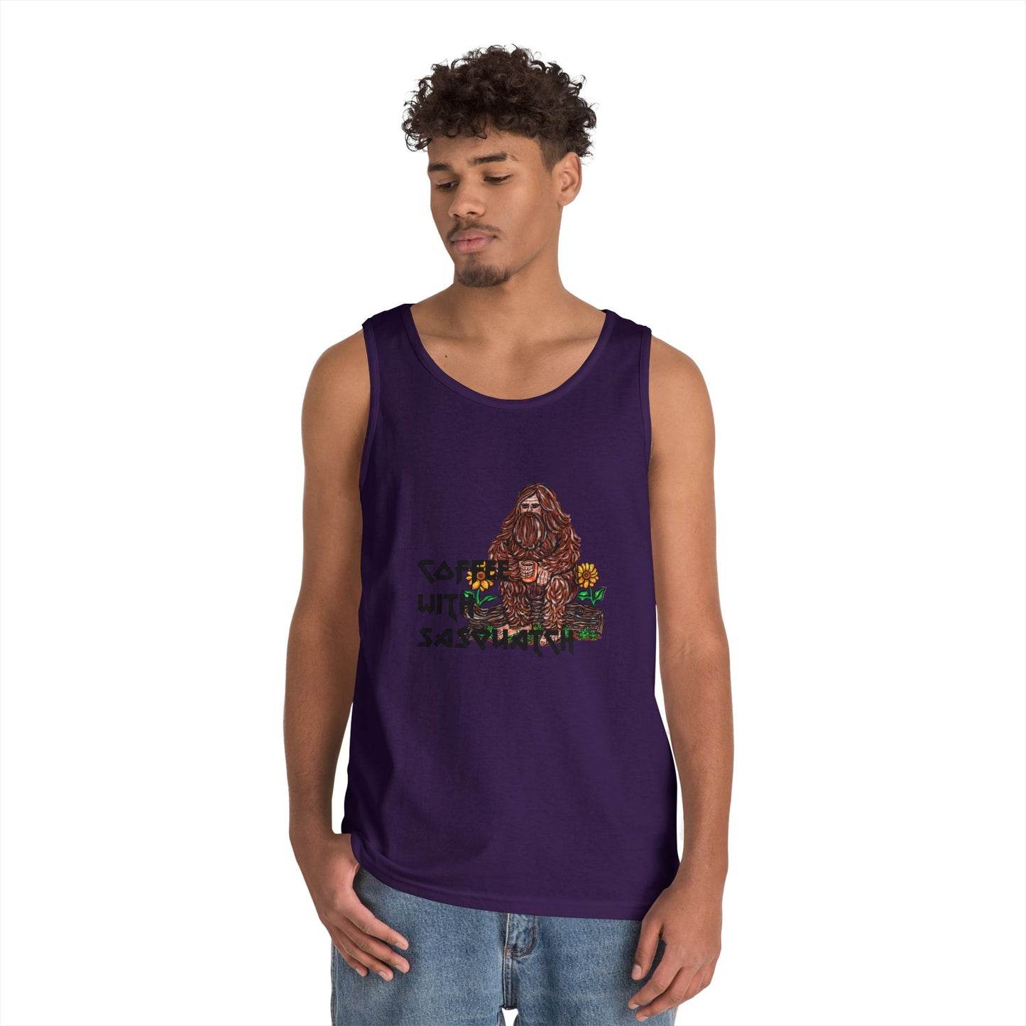 Coffee With Sasquatch Unisex Heavy Cotton Tank Top