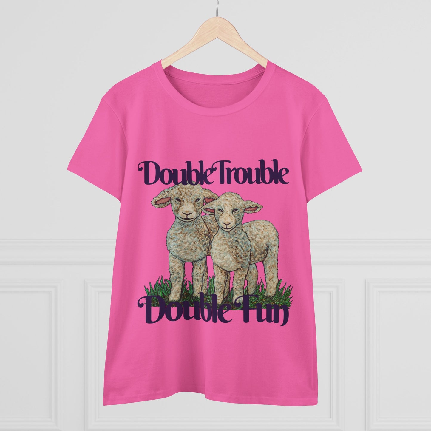 Double Trouble Double Fun Women's Midweight Cotton Tee