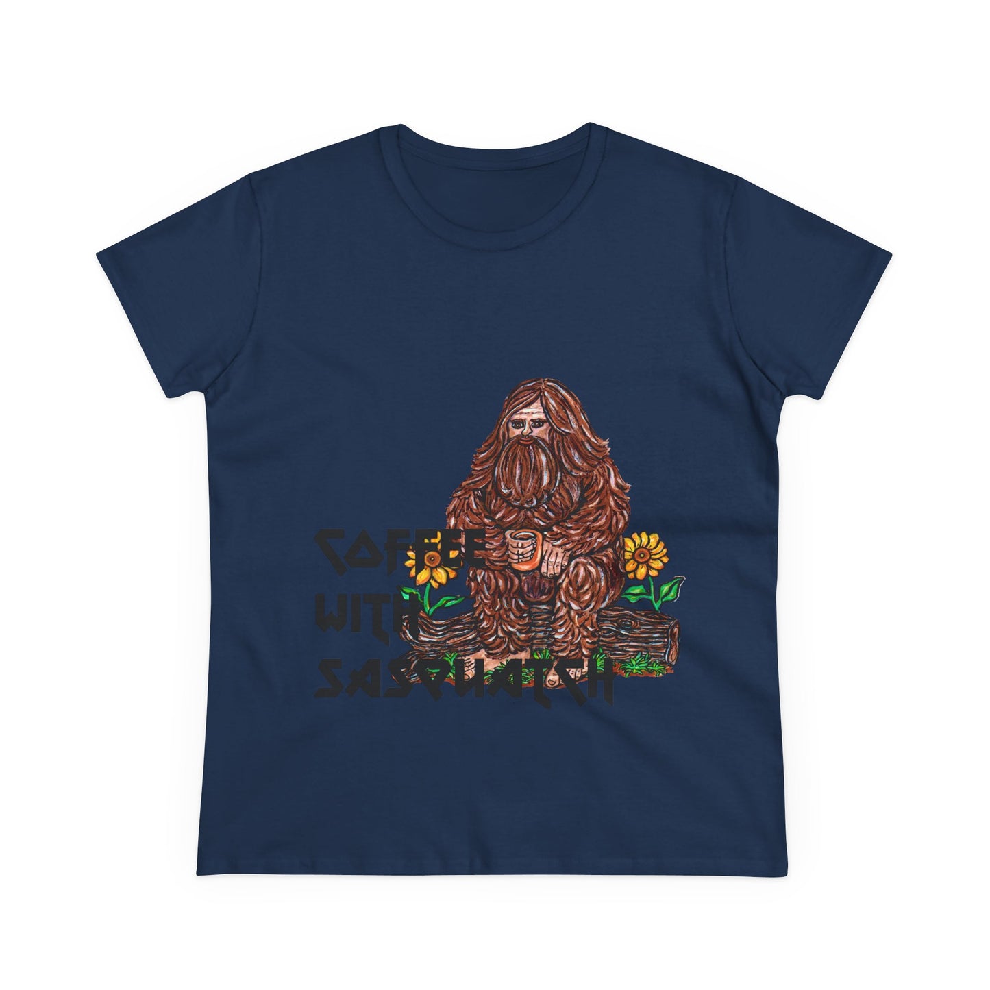 Coffee With Sasquatch Women's Midweight Cotton Tee