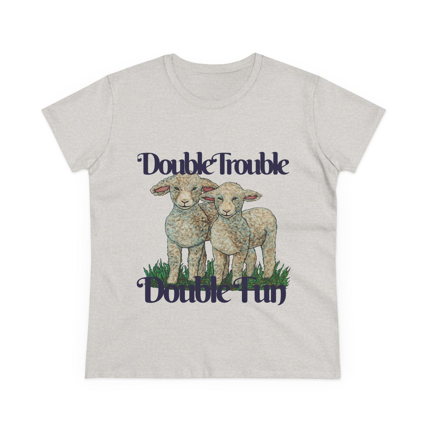 Double Trouble Double Fun Women's Midweight Cotton Tee