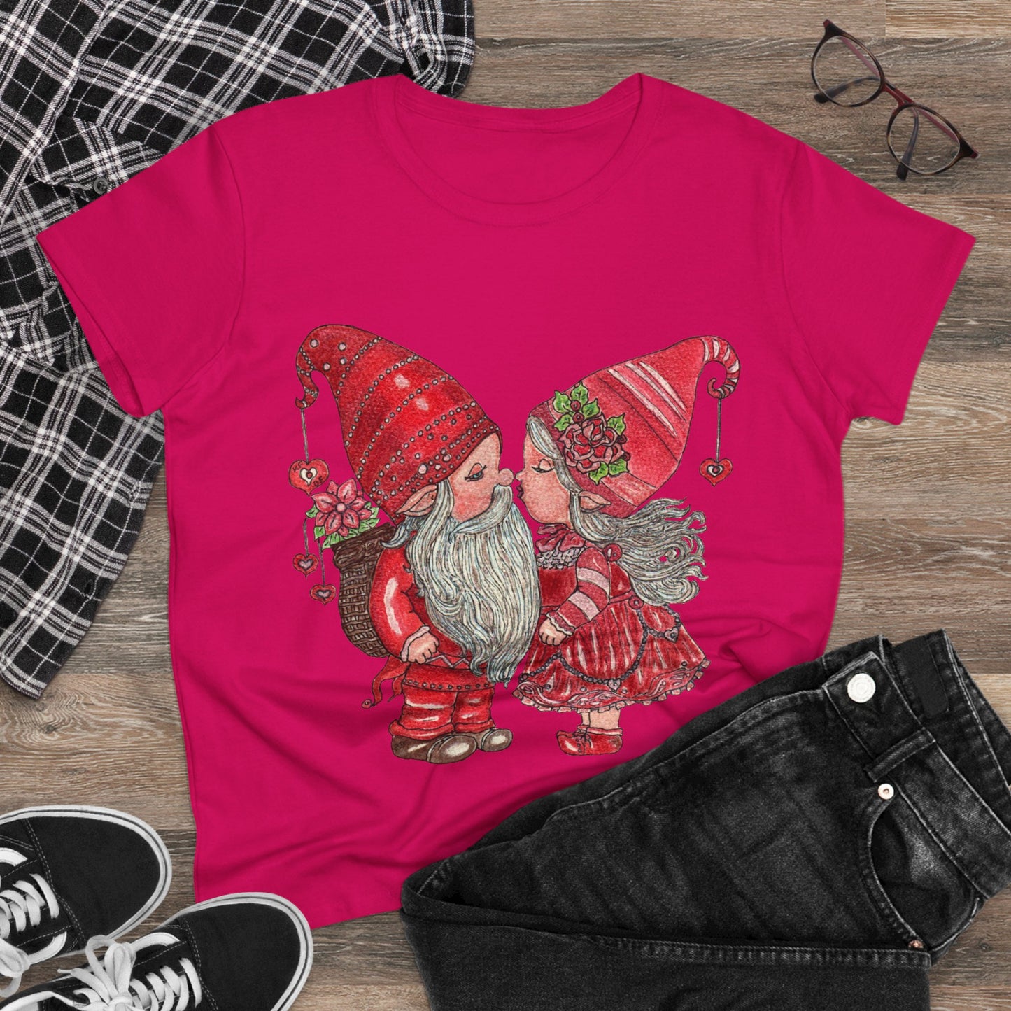 Gnome Lovers Women's Midweight Cotton Tee
