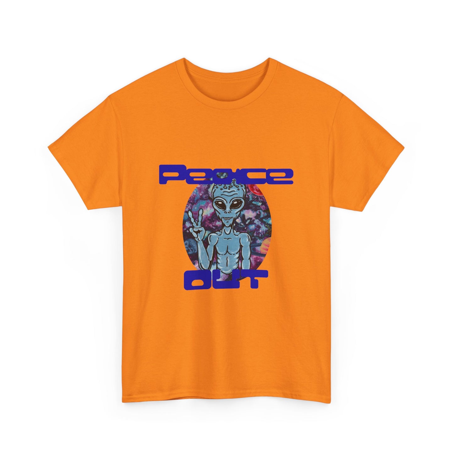 Peace Out Grey Alien Unisex Heavy Cotton Tee