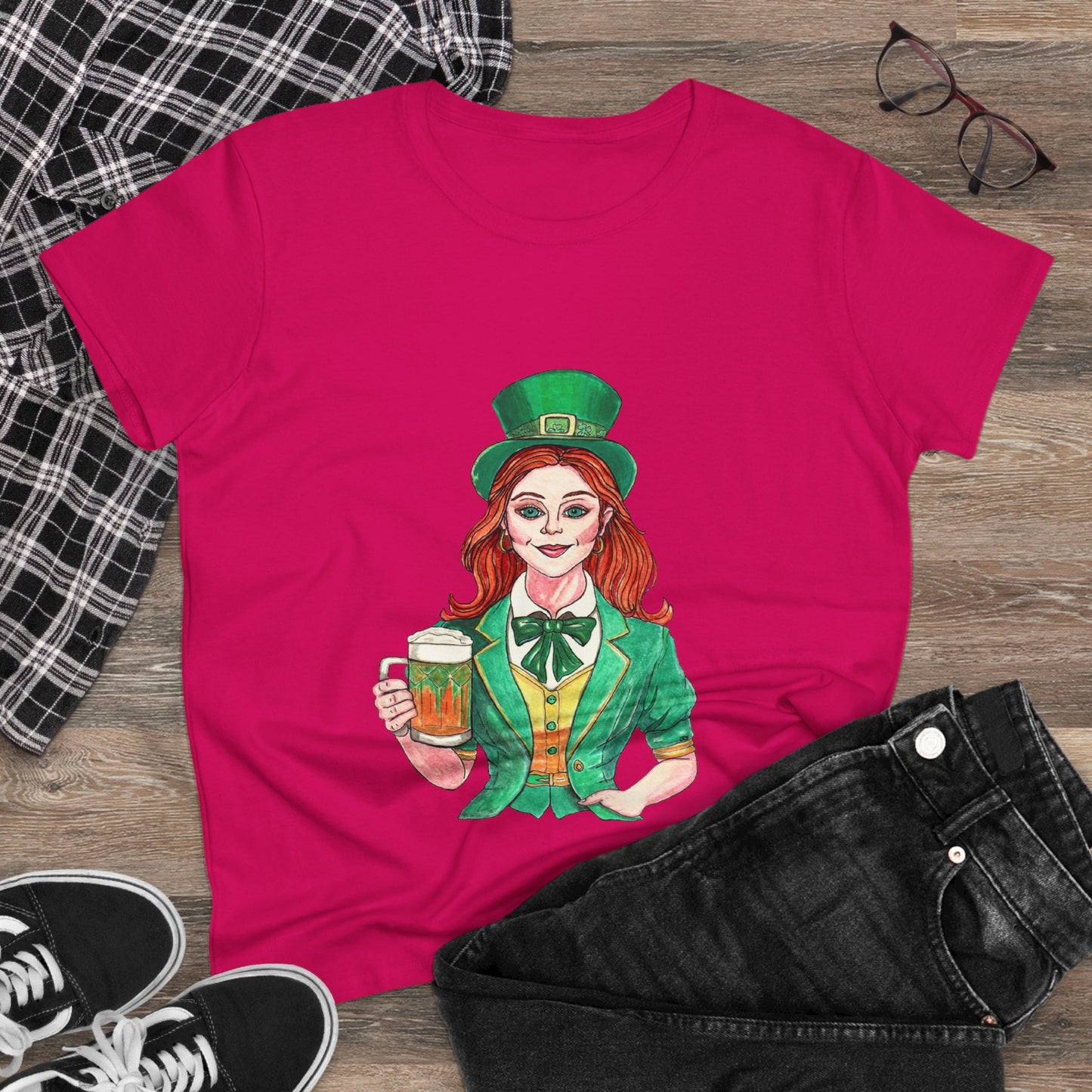 Paddy's Day Cheers Women's Midweight Cotton Tee