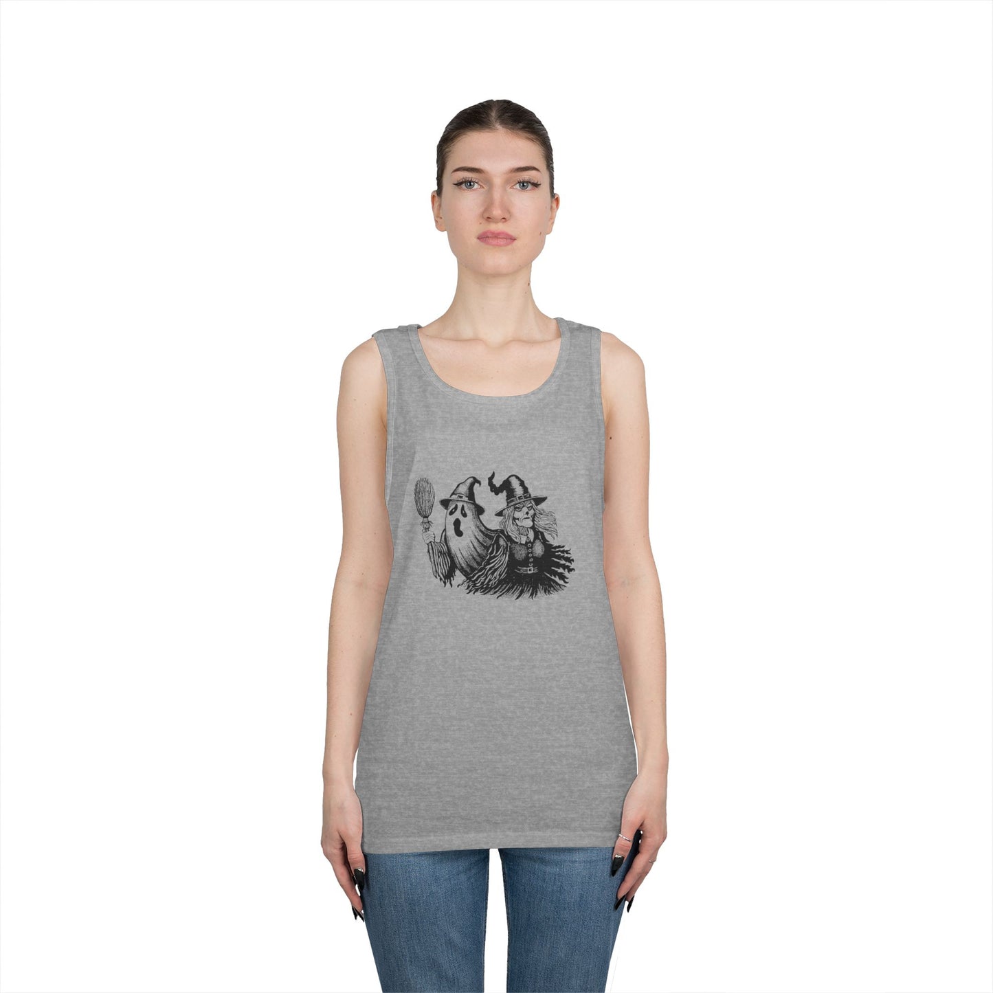 Witch and Ghost Unisex Heavy Cotton Tank Top