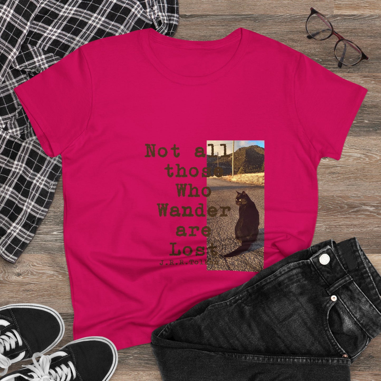 Wandering Kitty Women's Midweight Cotton Tee