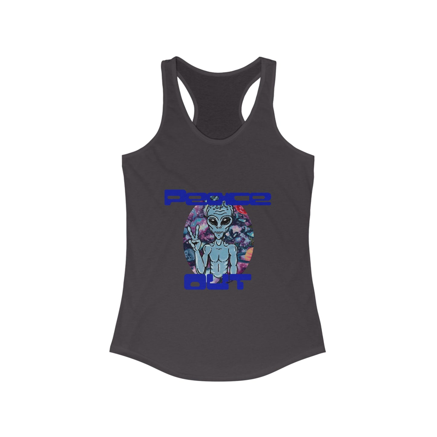 Peace Out Grey Alien Women's Ideal Racerback Tank