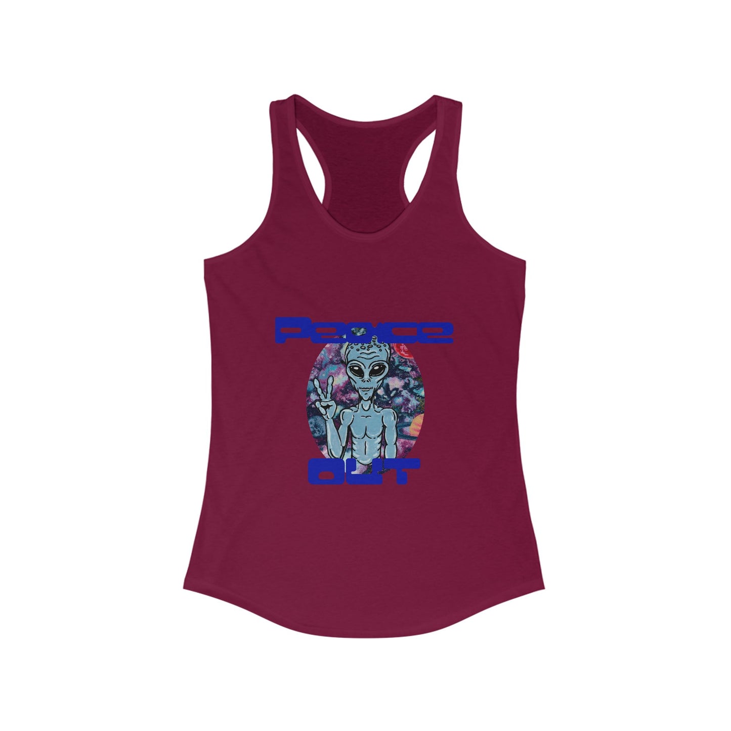 Peace Out Grey Alien Women's Ideal Racerback Tank