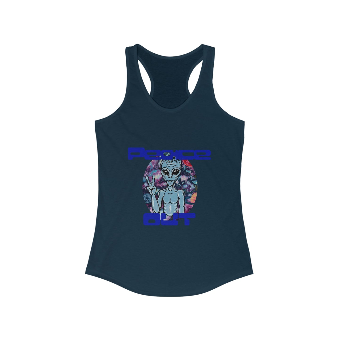 Peace Out Grey Alien Women's Ideal Racerback Tank