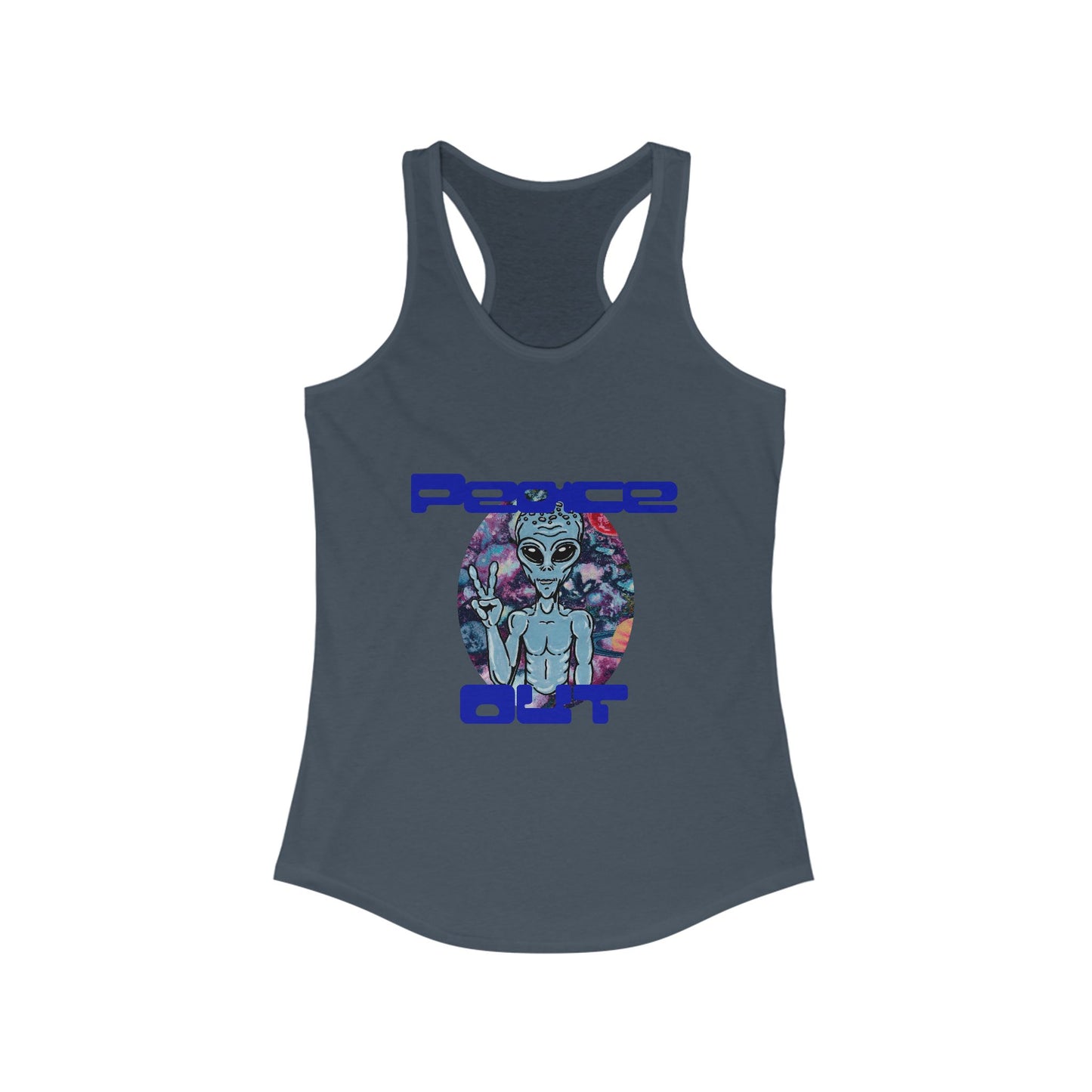 Peace Out Grey Alien Women's Ideal Racerback Tank