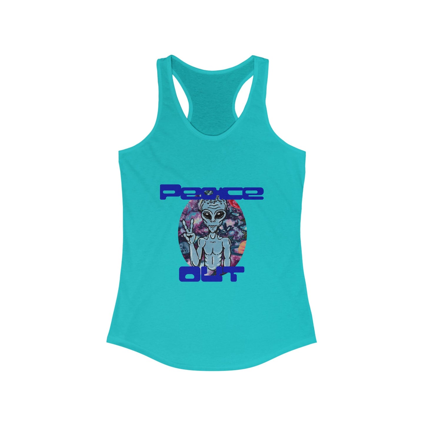 Peace Out Grey Alien Women's Ideal Racerback Tank