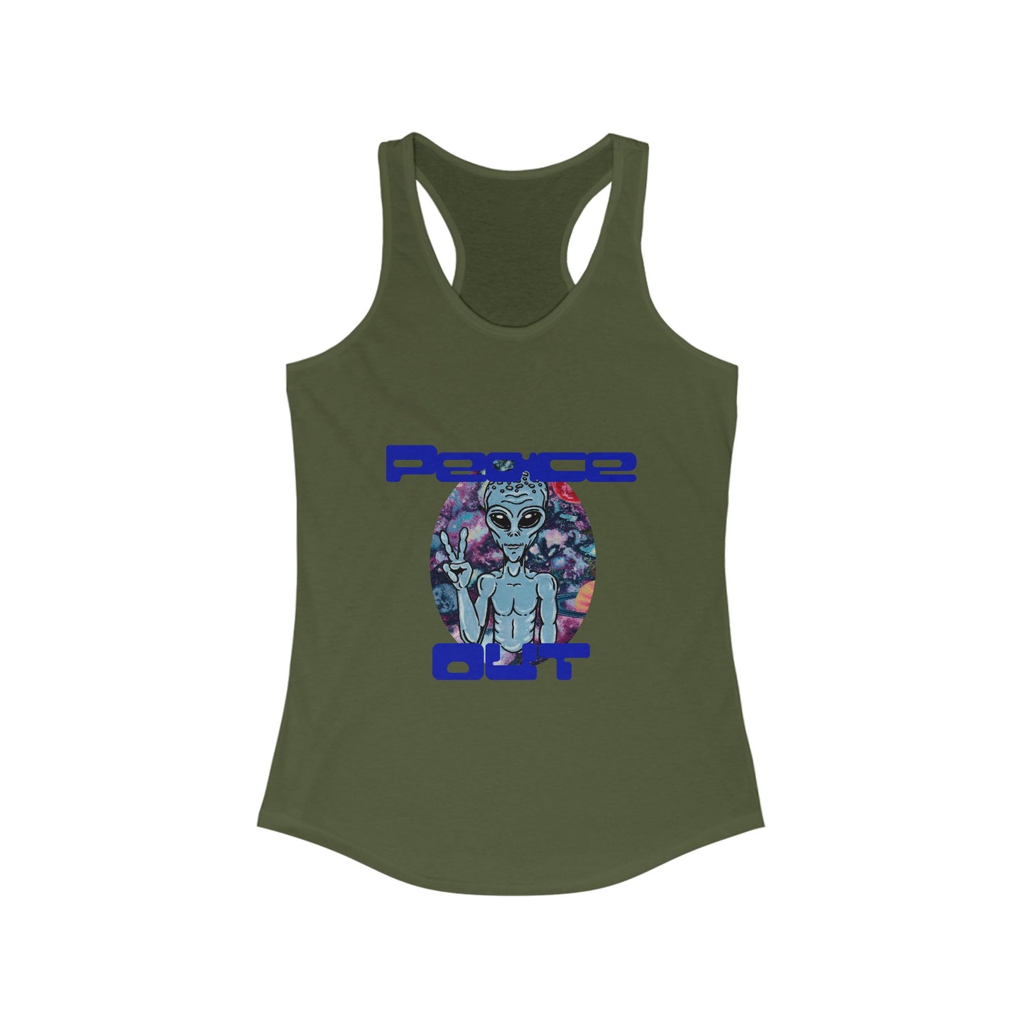 Peace Out Grey Alien Women's Ideal Racerback Tank