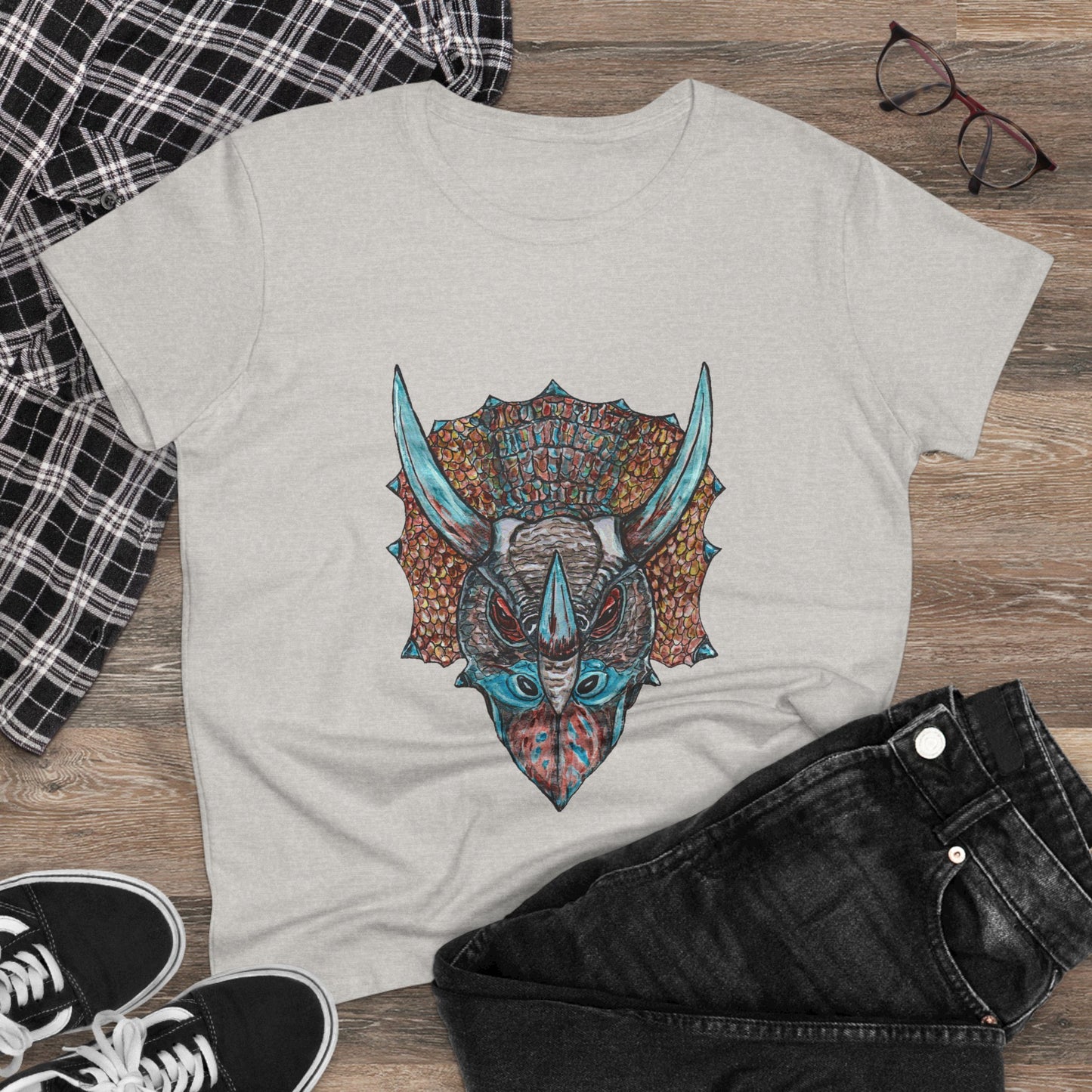 Triceratops Women's Midweight Cotton Tee