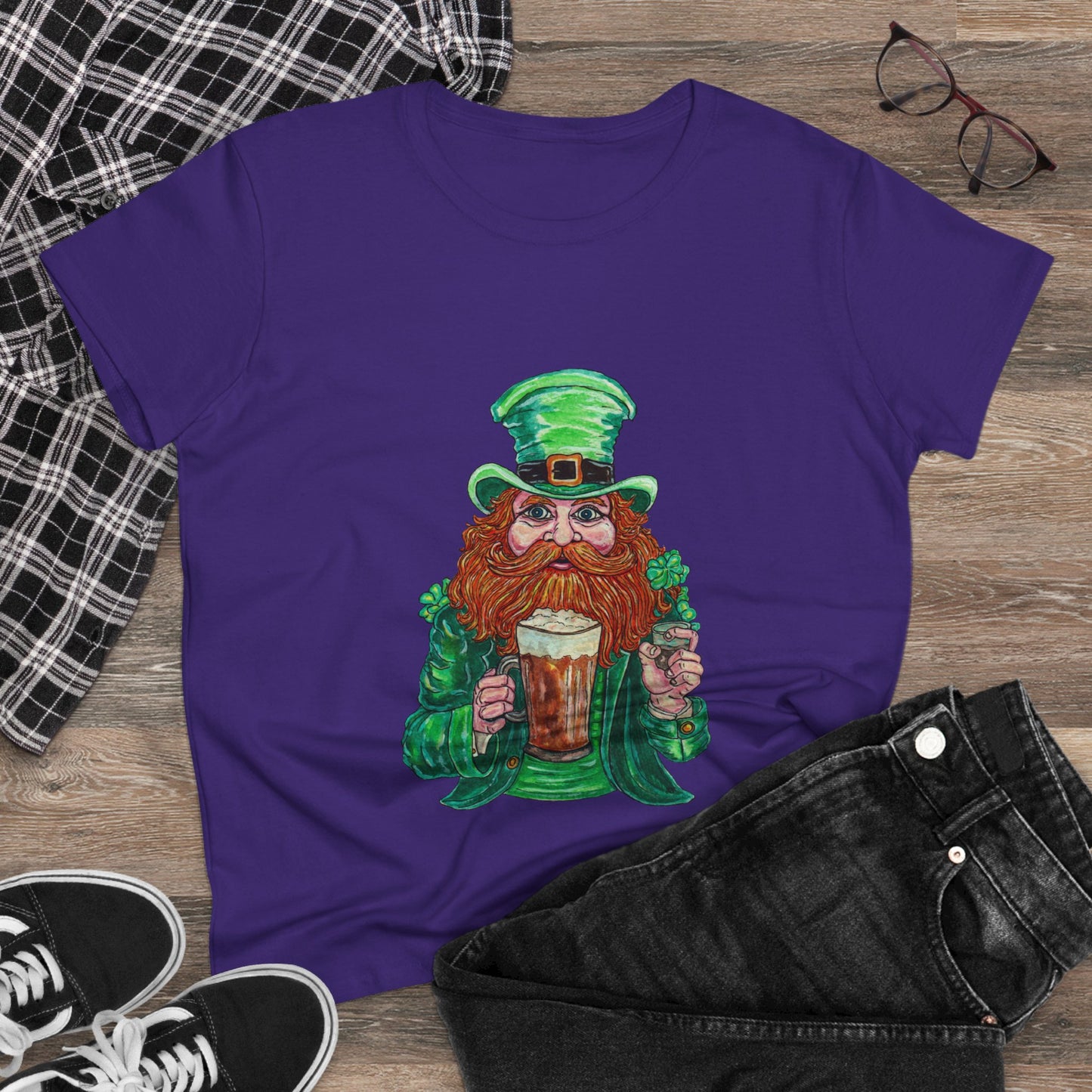 Drunken Leprechaun Women's Midweight Cotton Tee