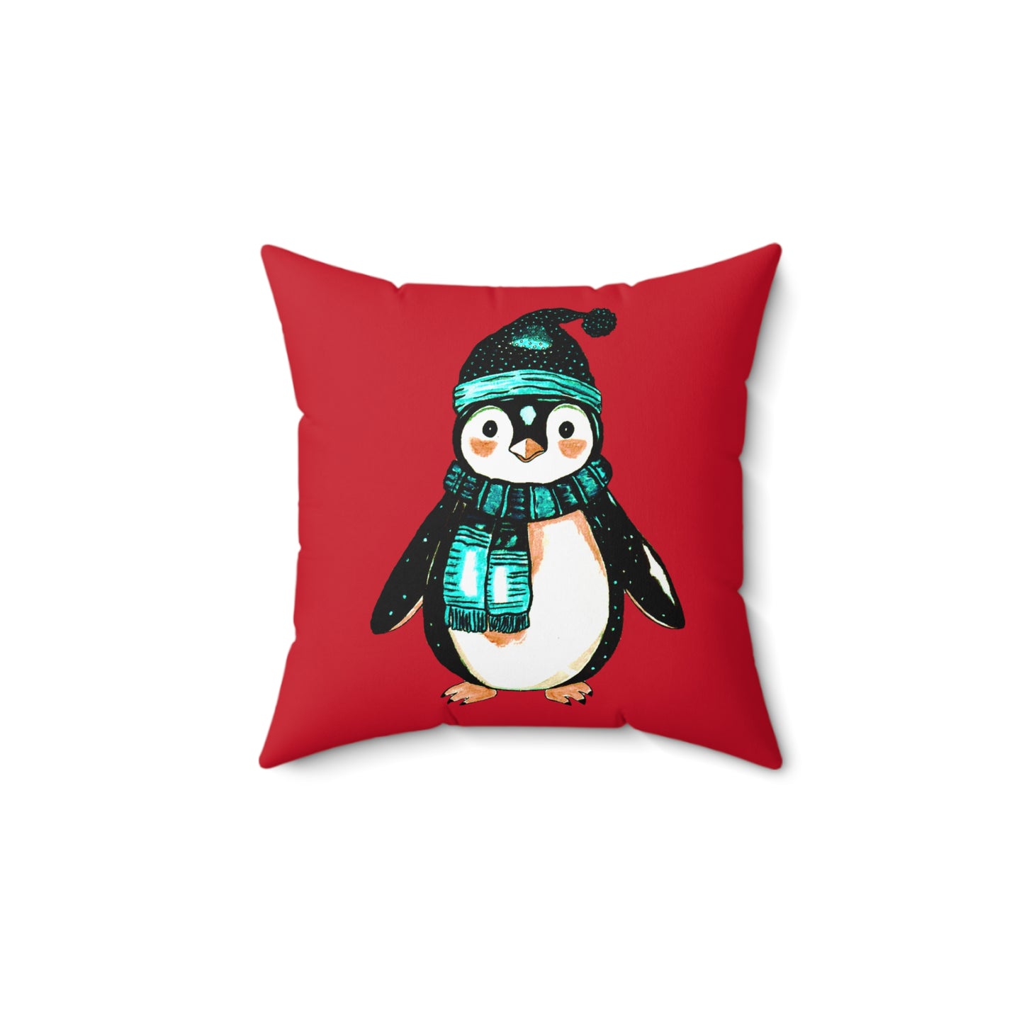 Warm and Fuzzy Red Spun Polyester Square Pillow