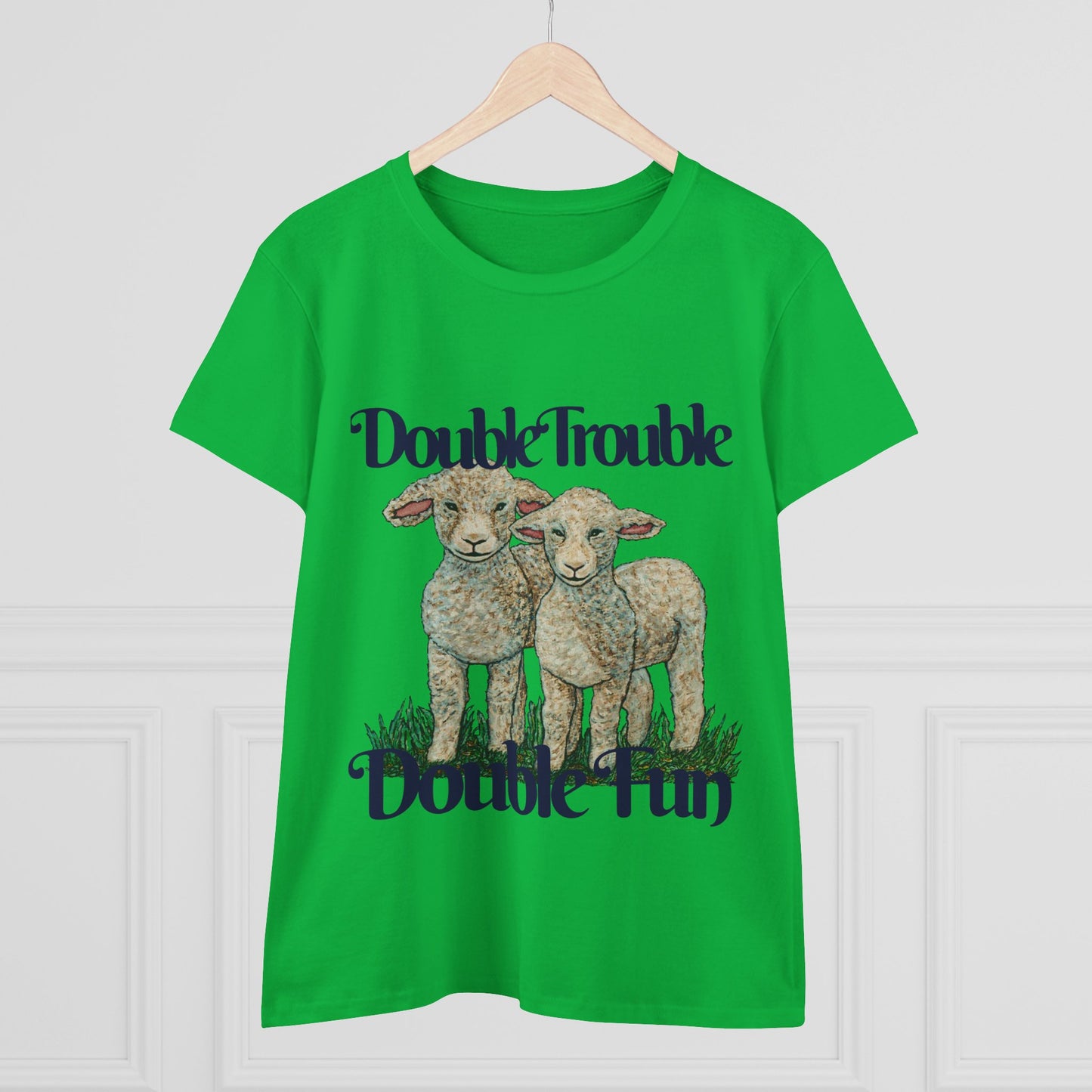Double Trouble Double Fun Women's Midweight Cotton Tee