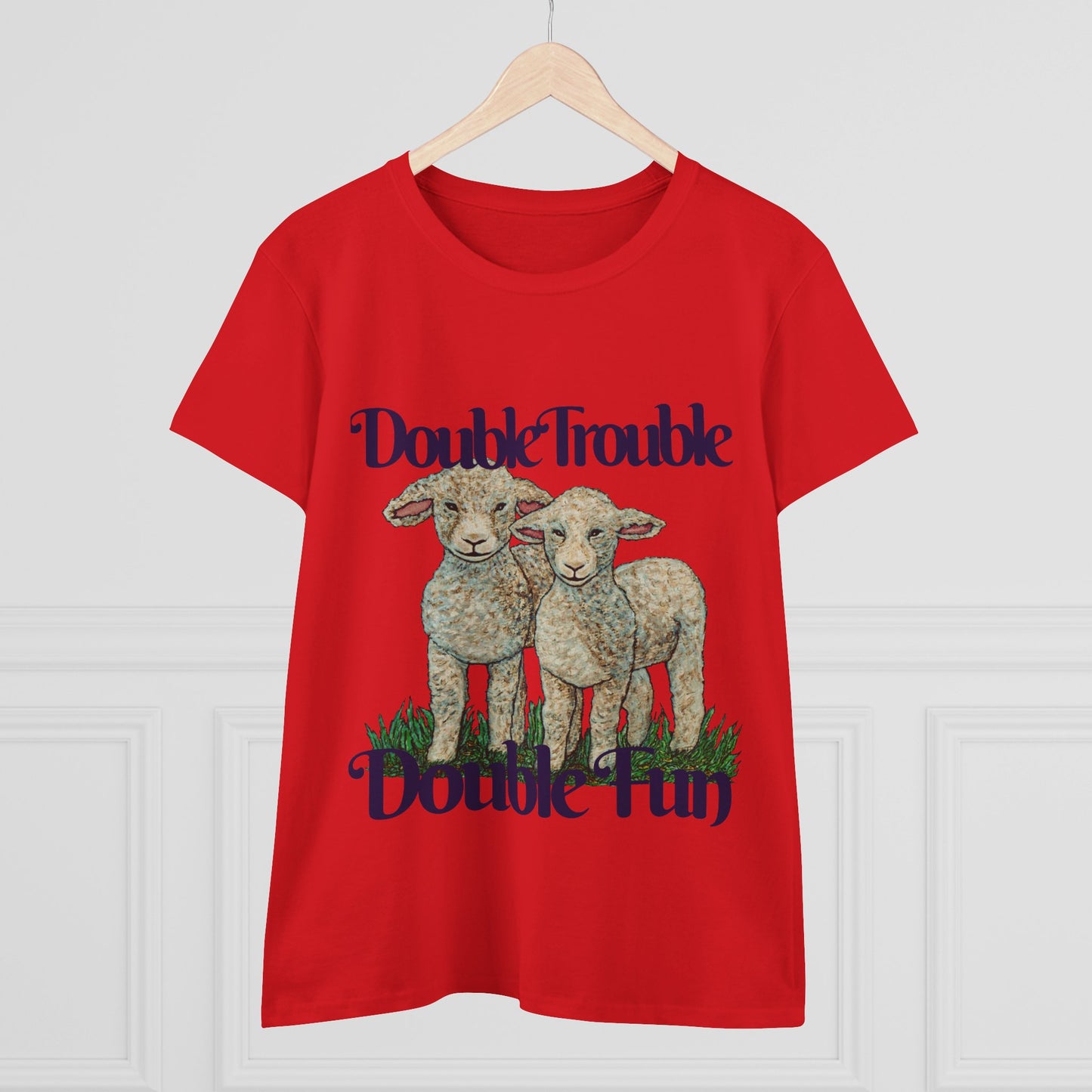 Double Trouble Double Fun Women's Midweight Cotton Tee