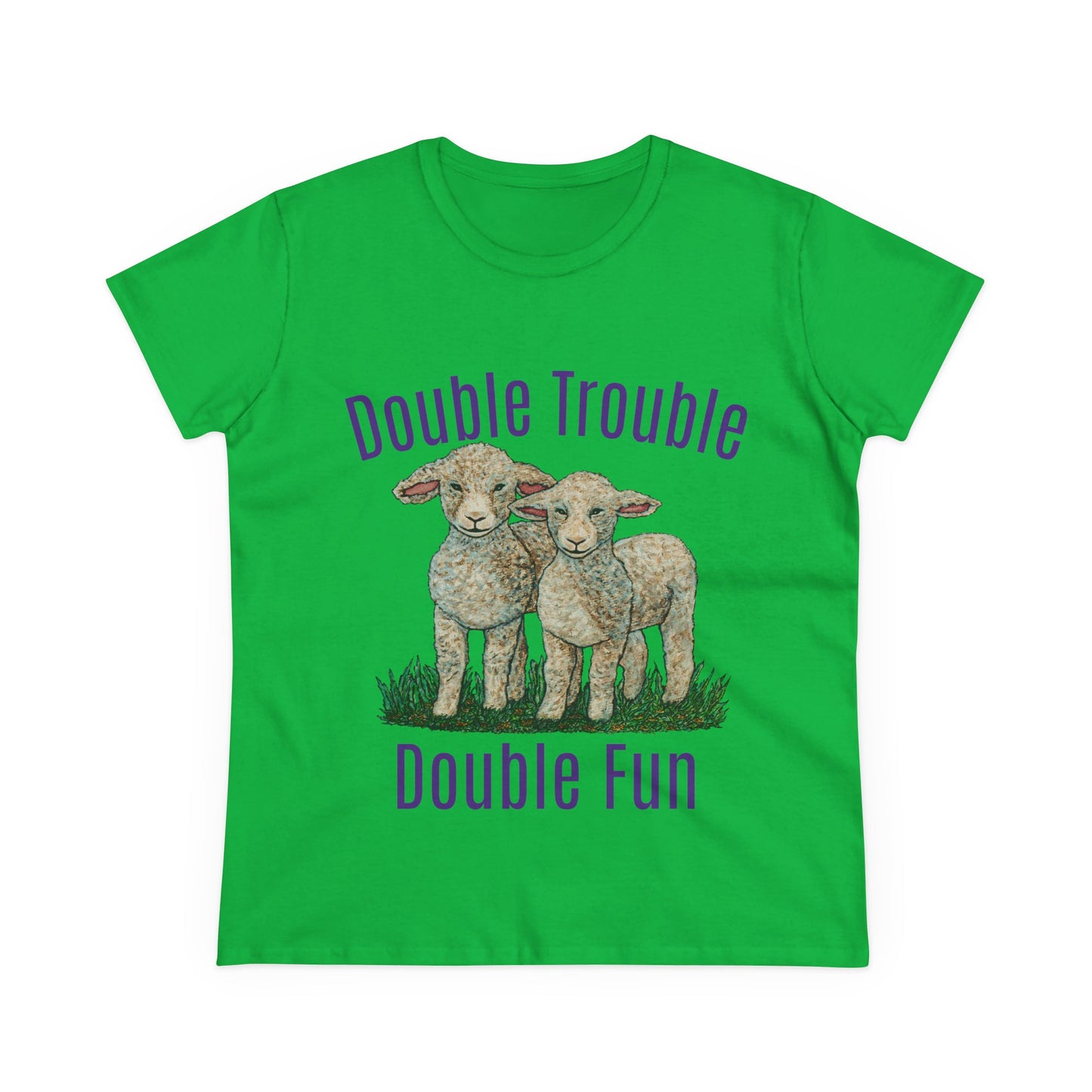 Double Trouble Double Fun Women's Midweight Cotton Tee