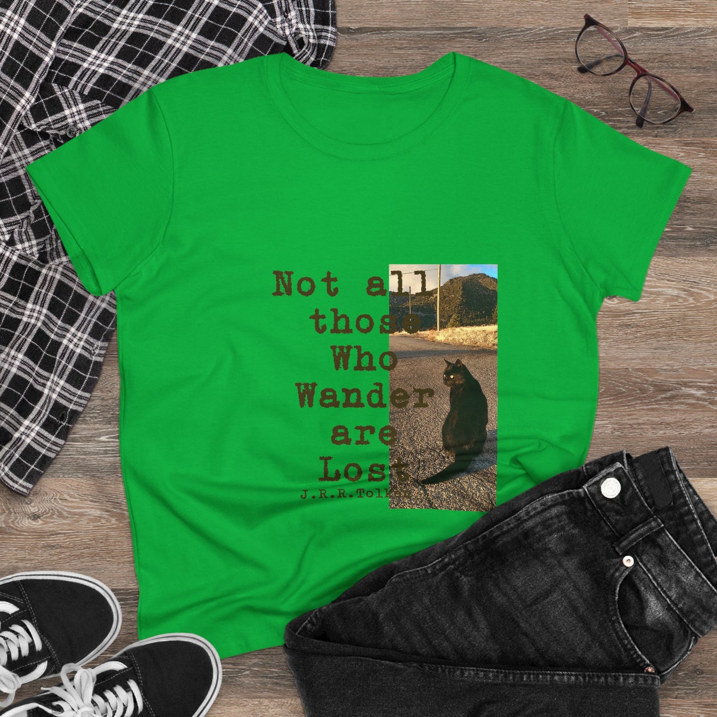 Wandering Kitty Women's Midweight Cotton Tee