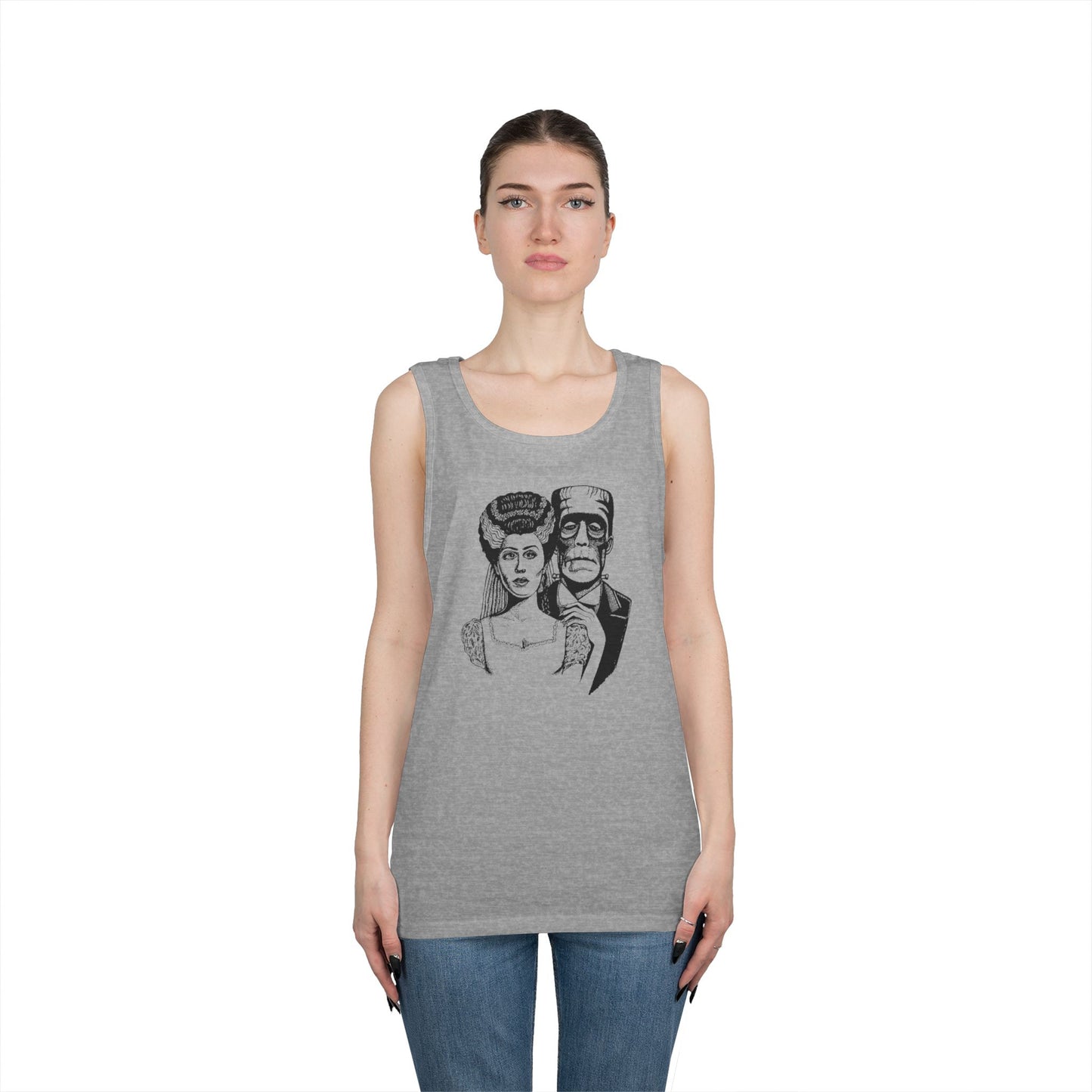 Frankenstein and Bride Unisex Heavy Cotton Tank Top