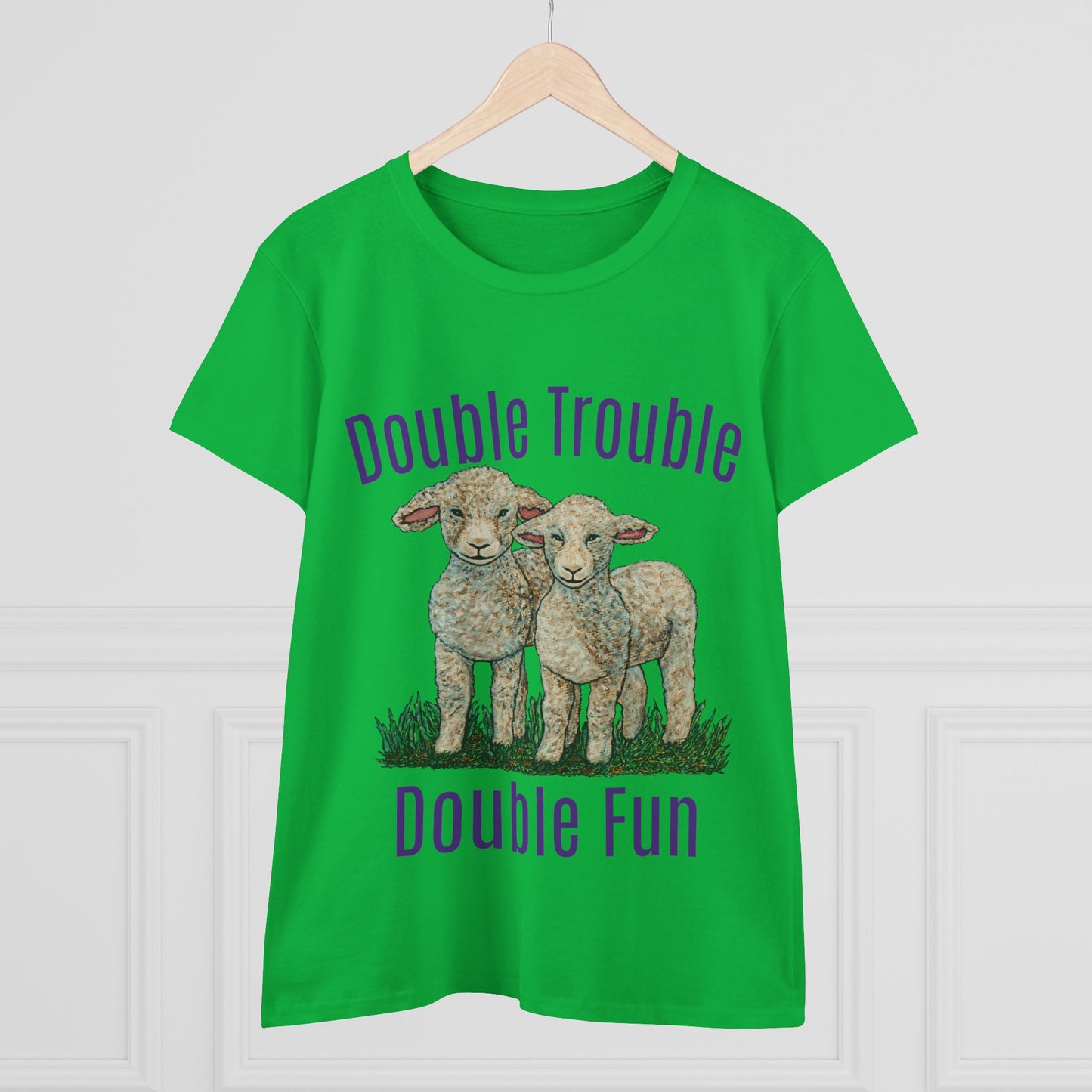 Double Trouble Double Fun Women's Midweight Cotton Tee