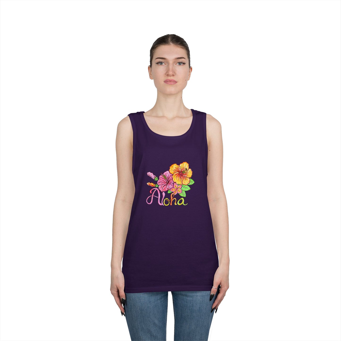 Aloha Flowers Unisex Heavy Cotton Tank Top