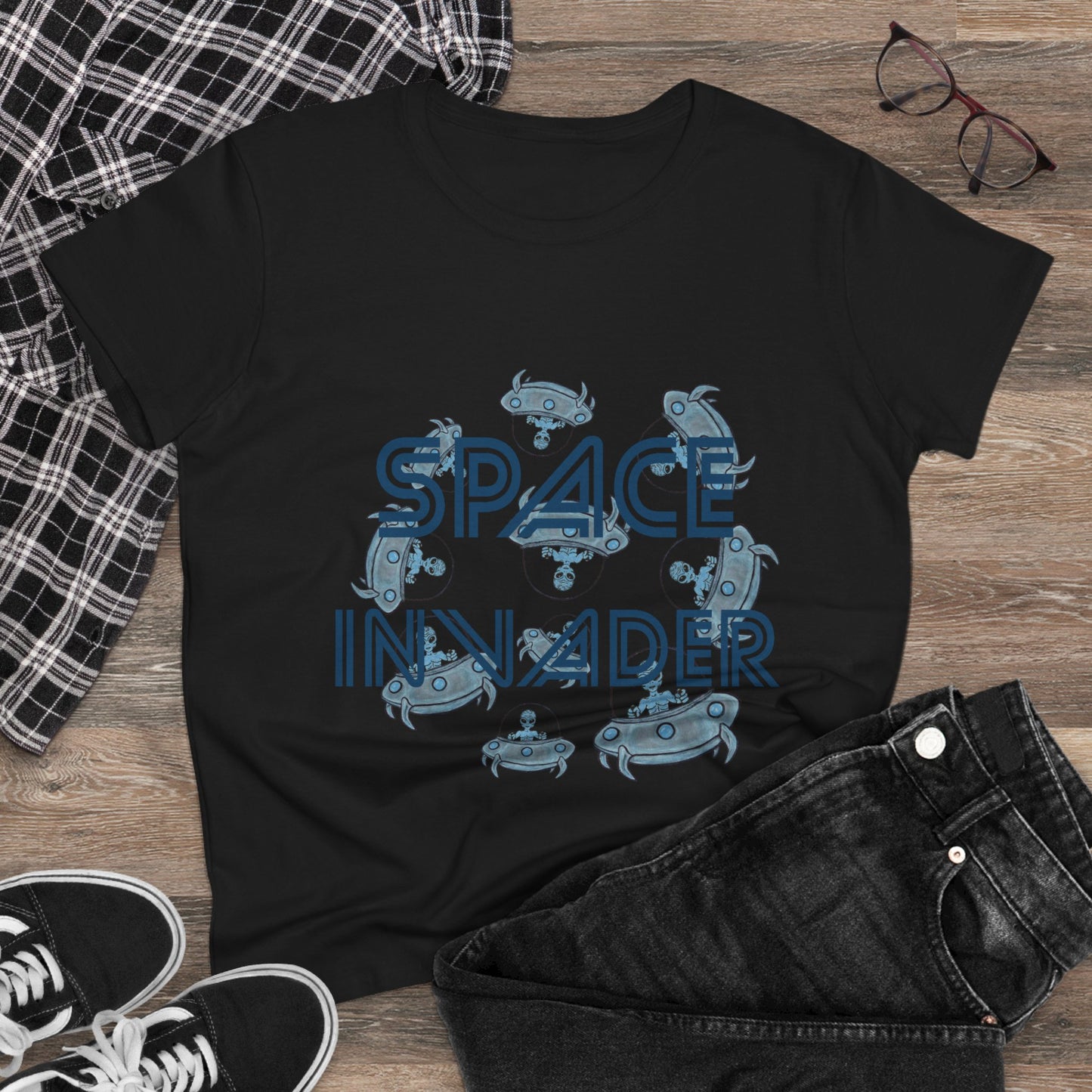 Space Invader Women's Midweight Cotton Tee