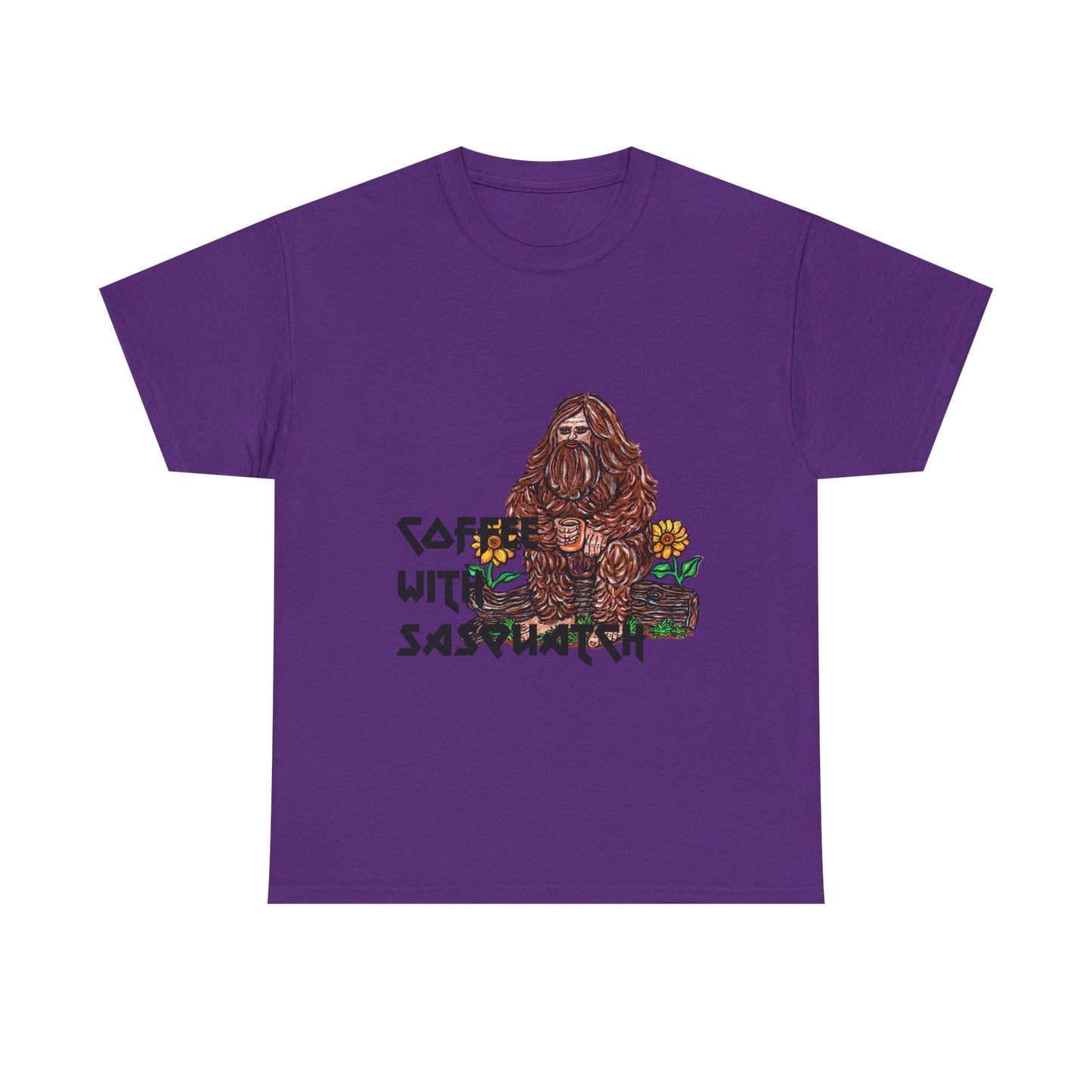 Coffee With Sasquatch Unisex Heavy Cotton Tee