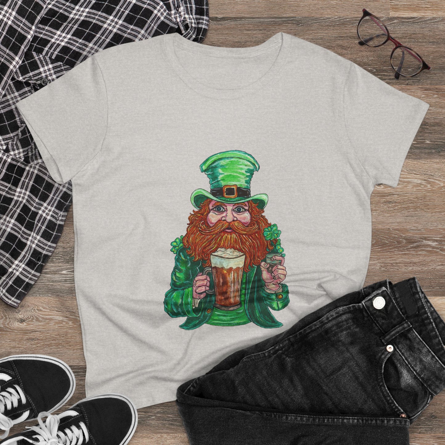 Drunken Leprechaun Women's Midweight Cotton Tee