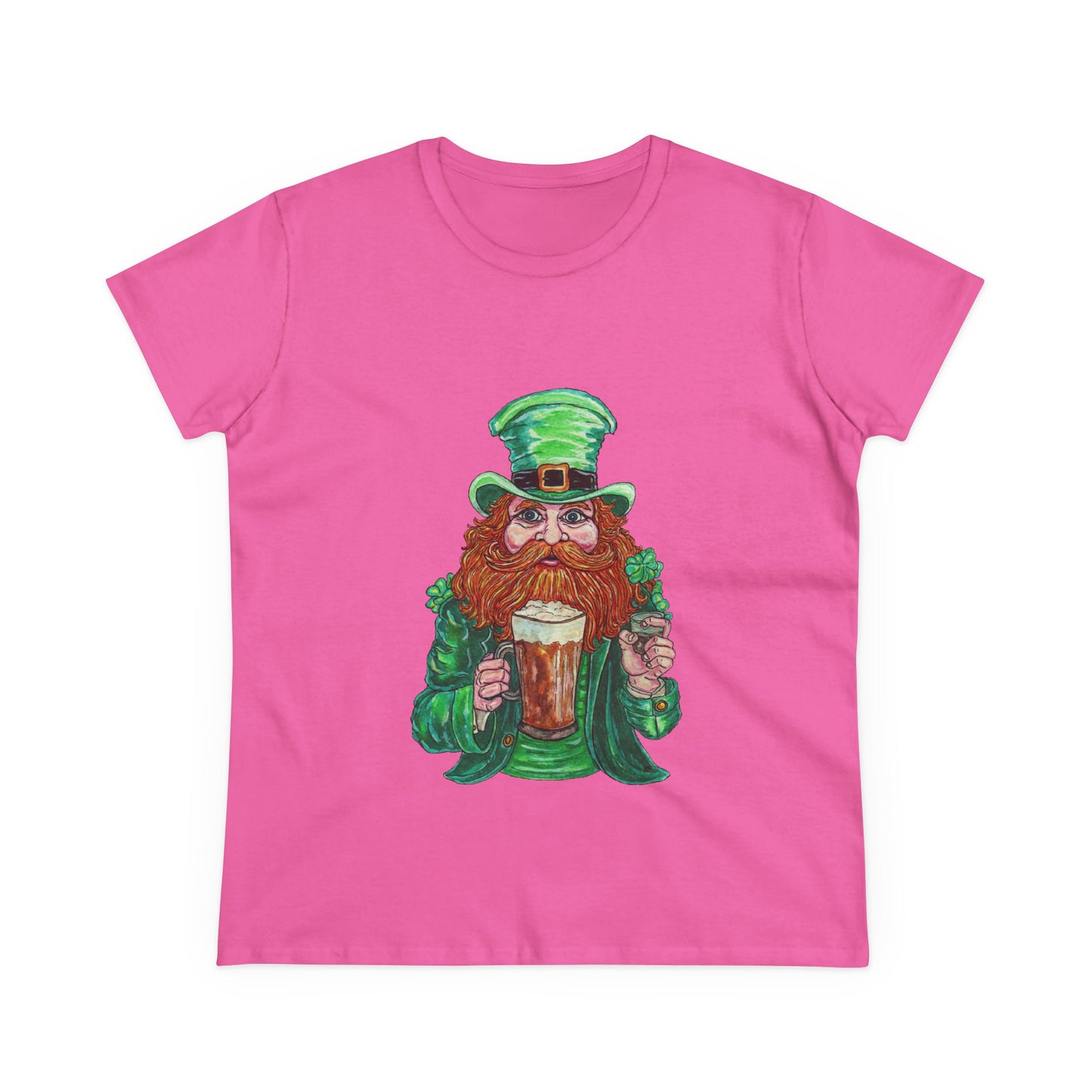 Drunken Leprechaun Women's Midweight Cotton Tee