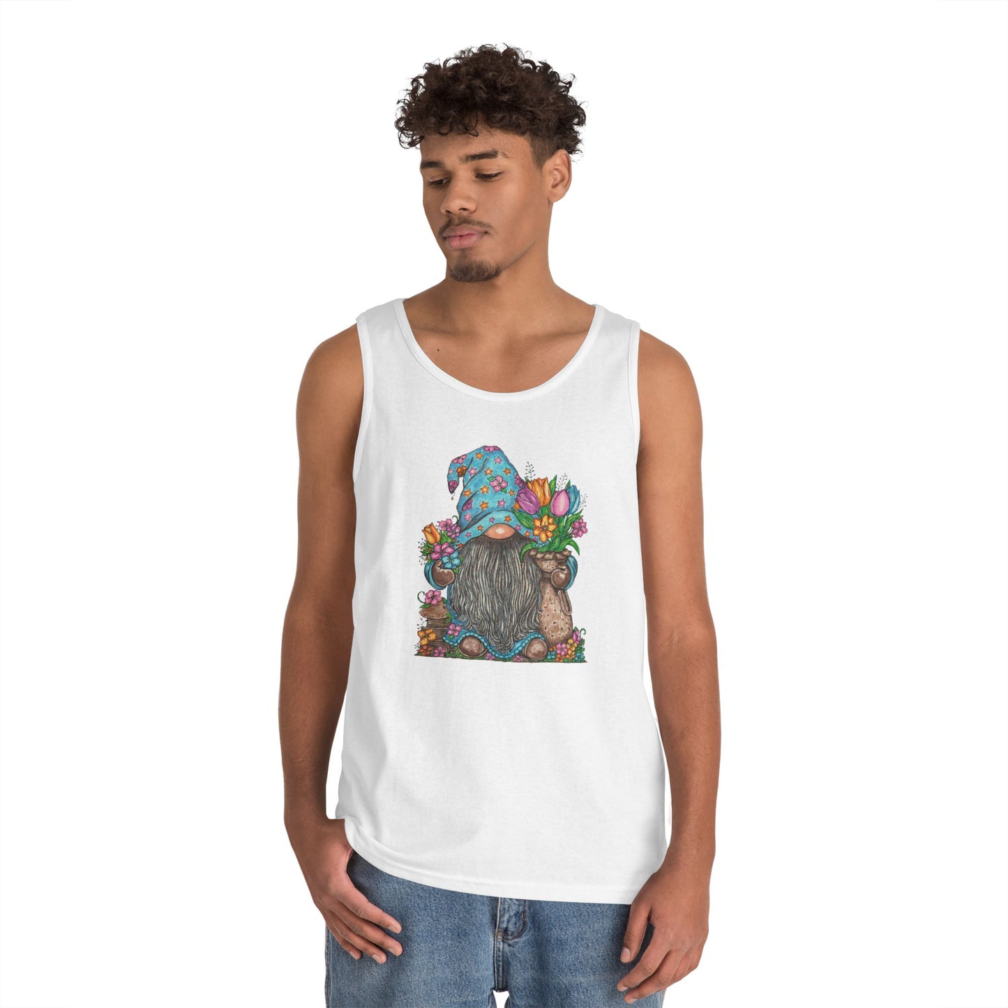 Gardening Gnome Unisex Heavy Cotton Tank Top