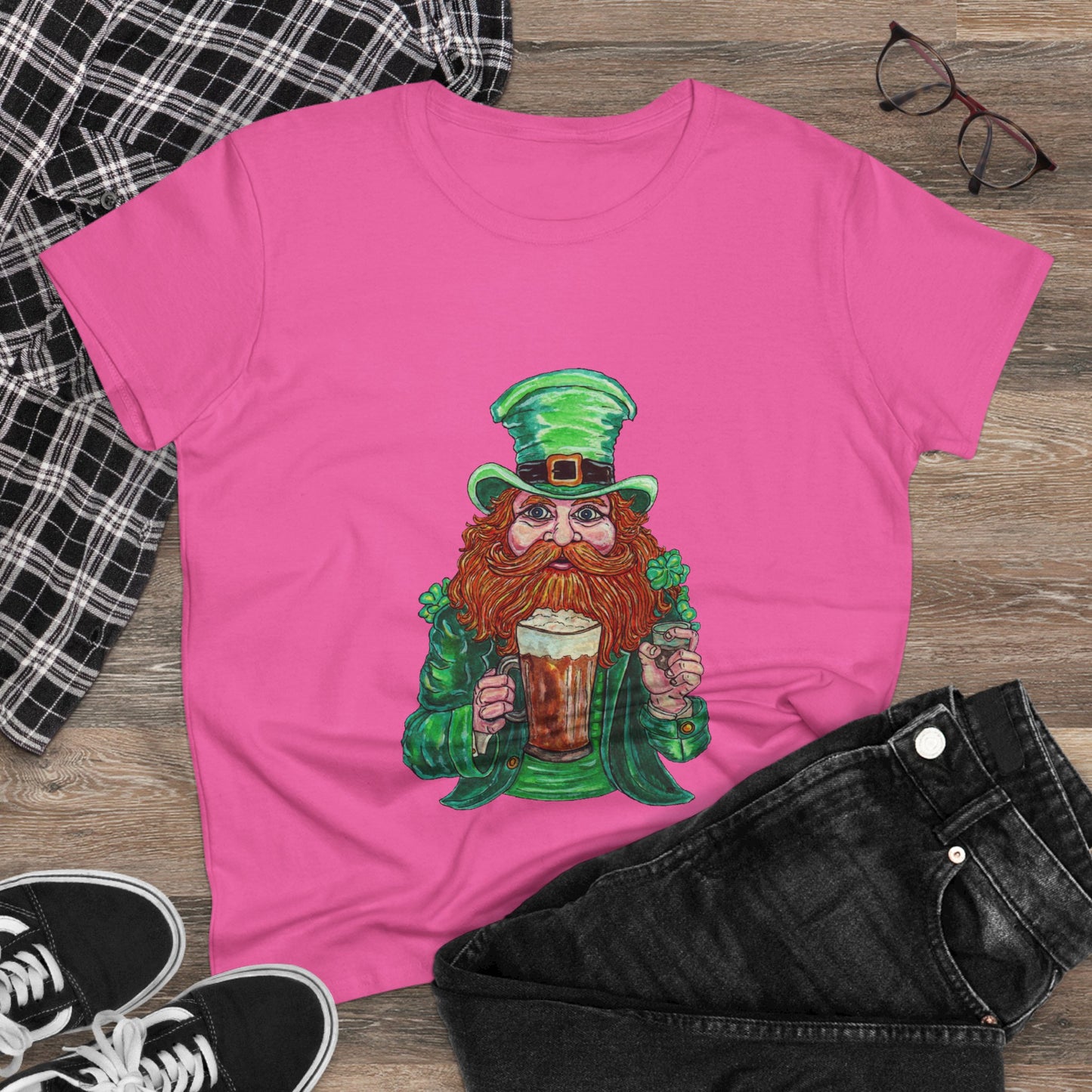 Drunken Leprechaun Women's Midweight Cotton Tee