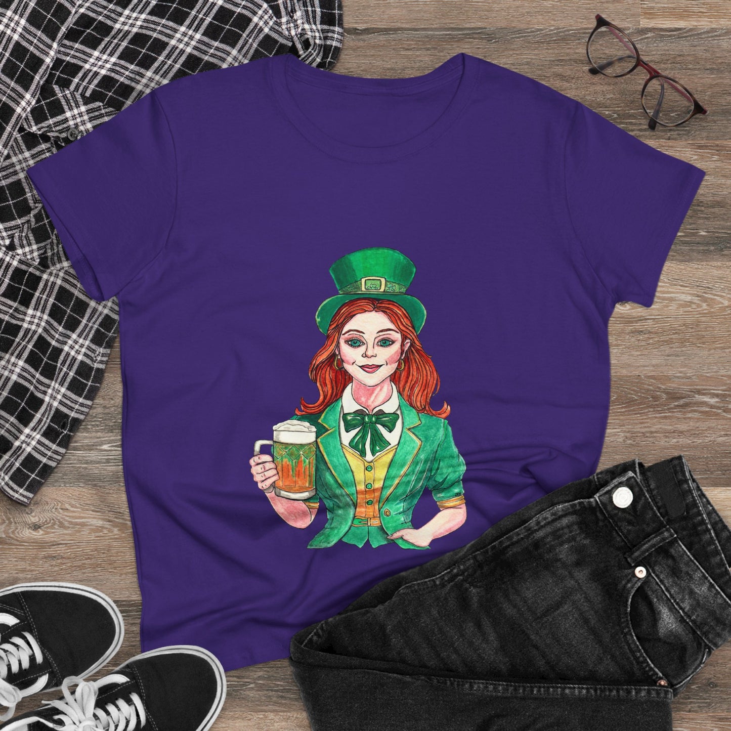 Paddy's Day Cheers Women's Midweight Cotton Tee