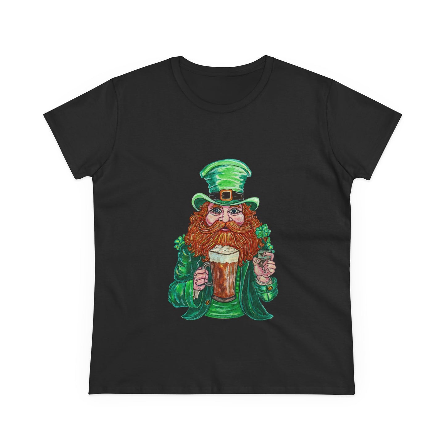 Drunken Leprechaun Women's Midweight Cotton Tee