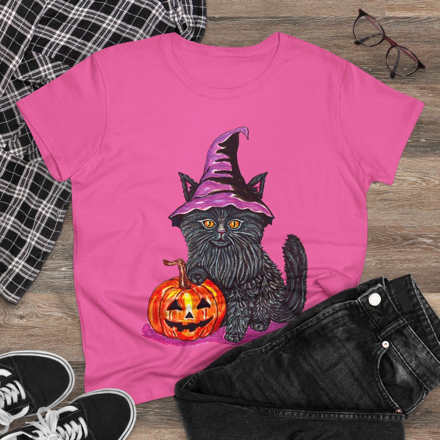 Halloween Kitty Women's Midweight Cotton Tee