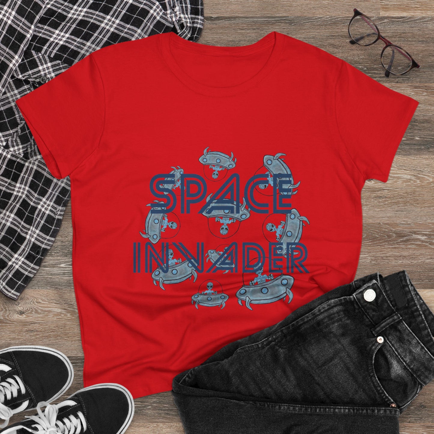 Space Invader Women's Midweight Cotton Tee