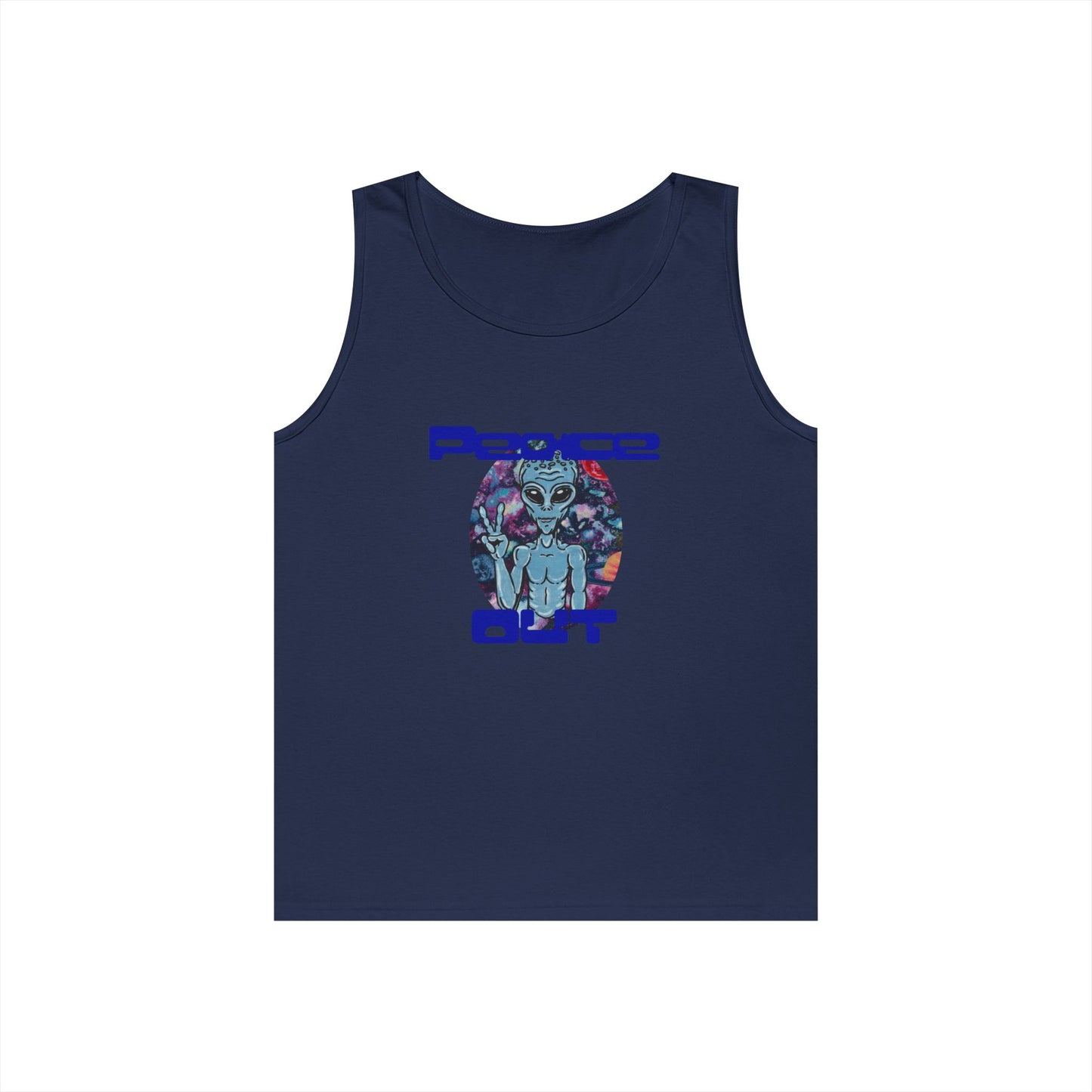 Peace Out Grey Alien Unisex Heavy Cotton Tank Top