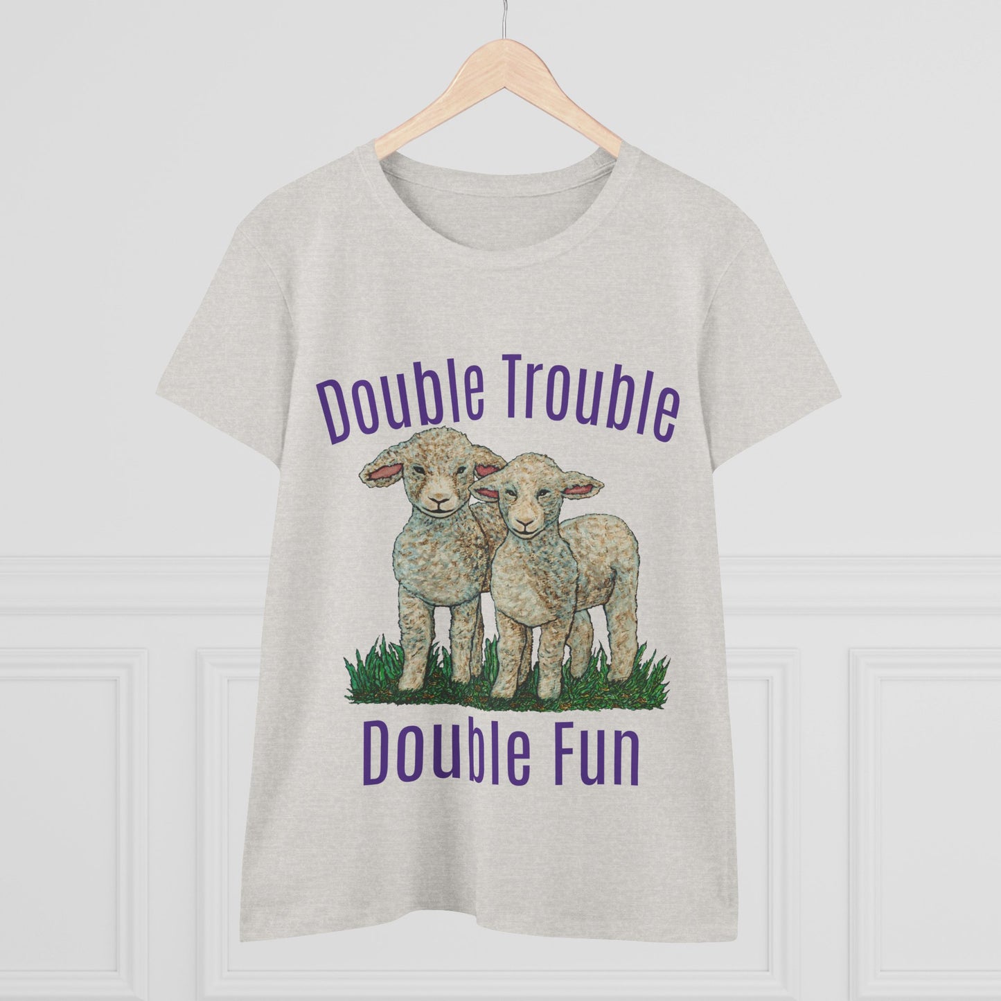 Double Trouble Double Fun Women's Midweight Cotton Tee