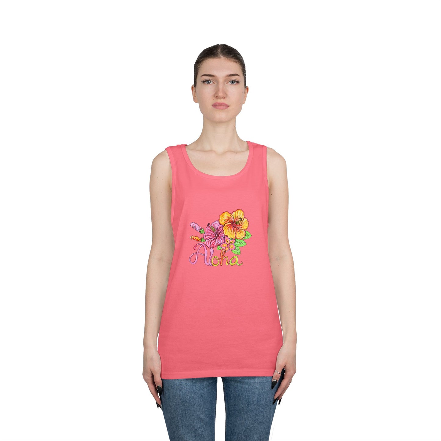 Aloha Flowers Unisex Heavy Cotton Tank Top