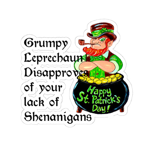 Grumpy Leprechaun Kiss-Cut Stickers